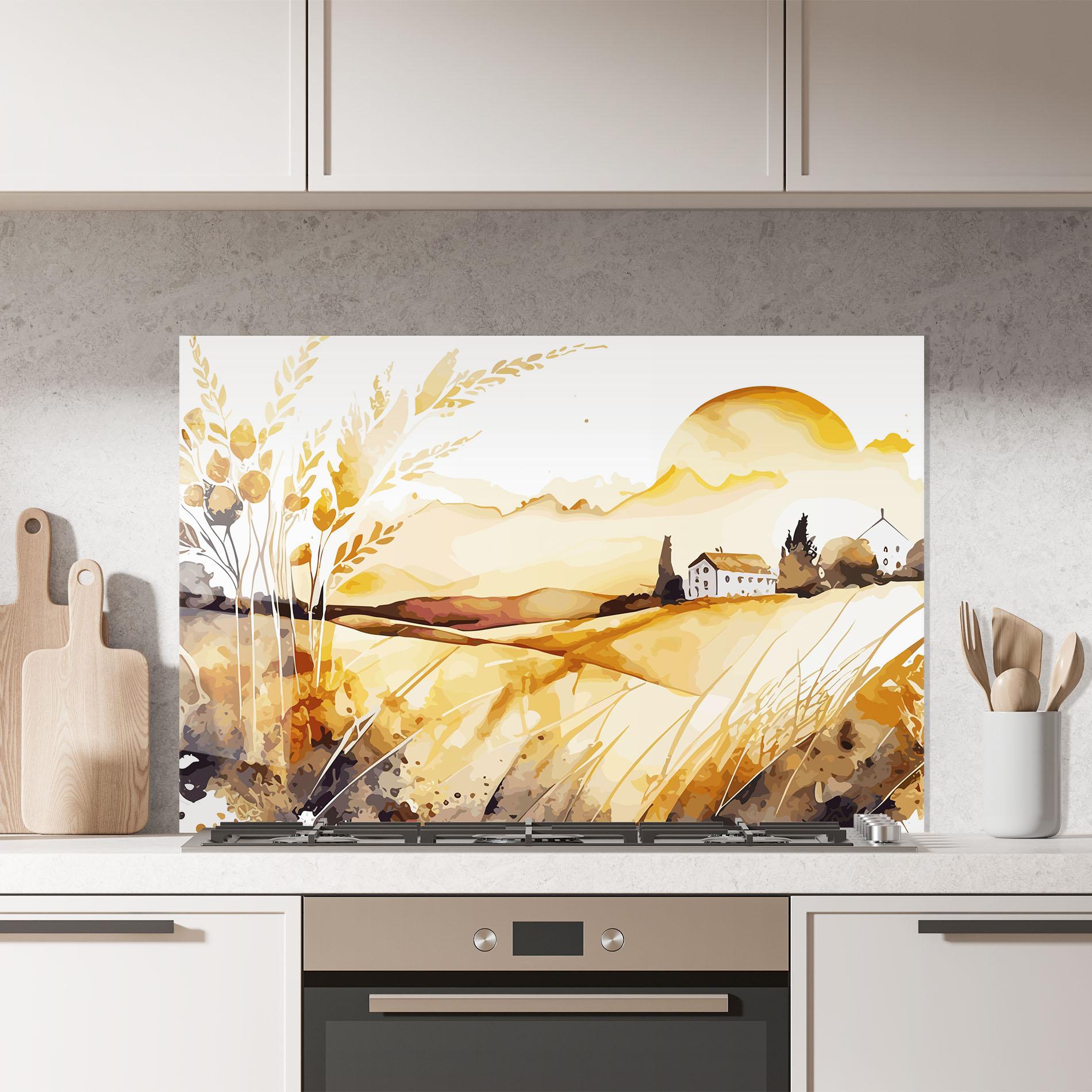 Стъклен панел за кухня Crops Field mockup 7