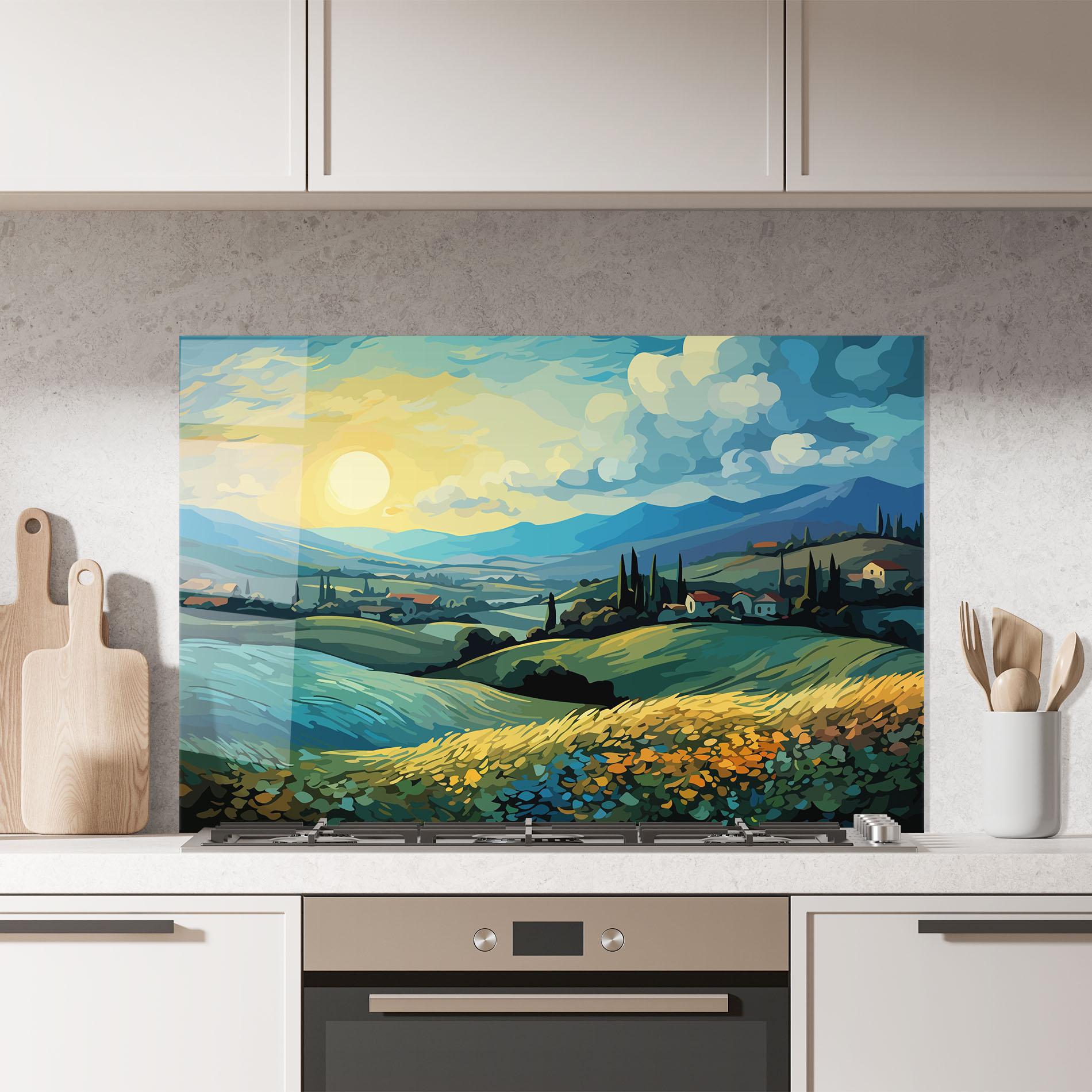 Стъклен панел за кухня Fantasy Blue View mockup 7