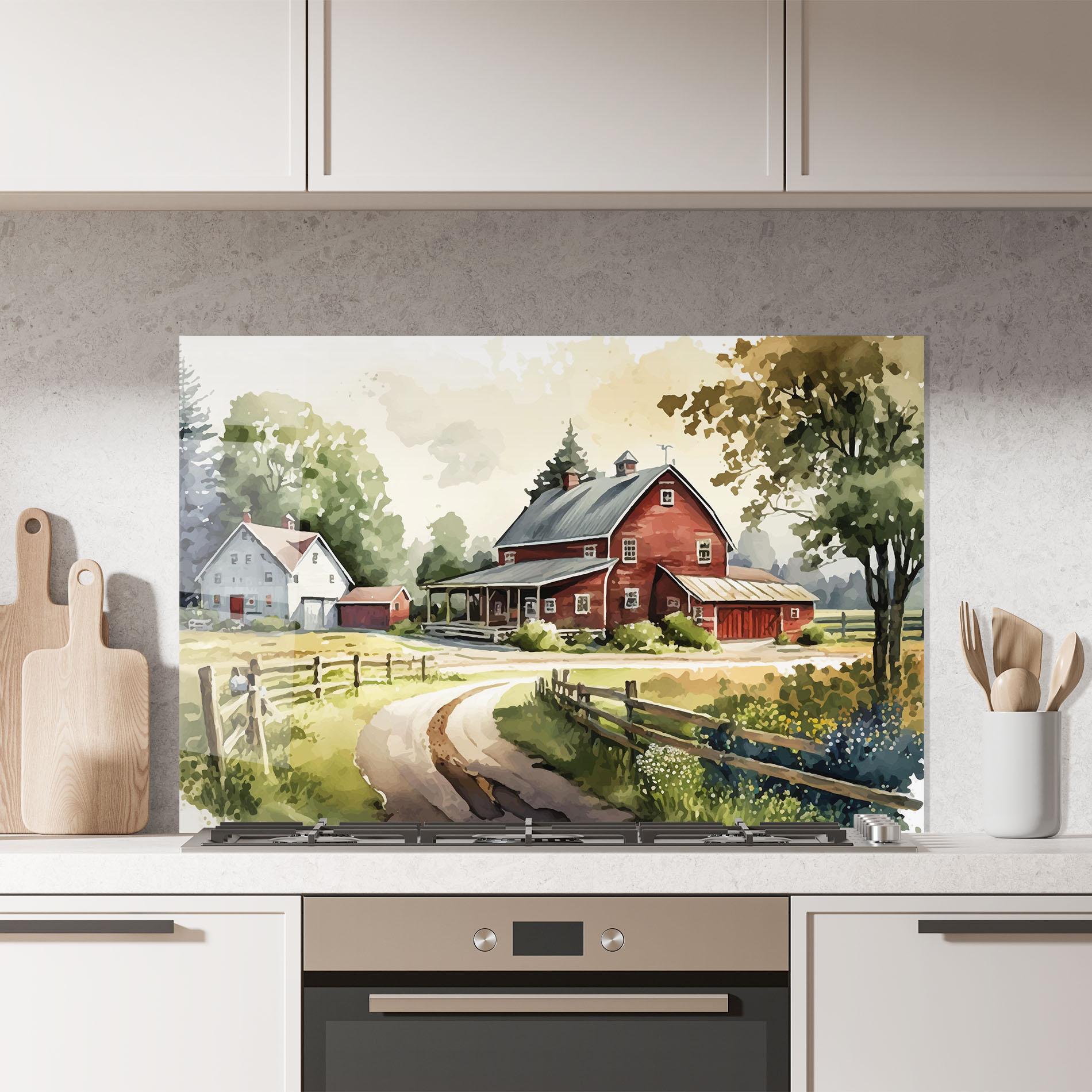 Стъклен панел за кухня Farmhouse Painting mockup 7