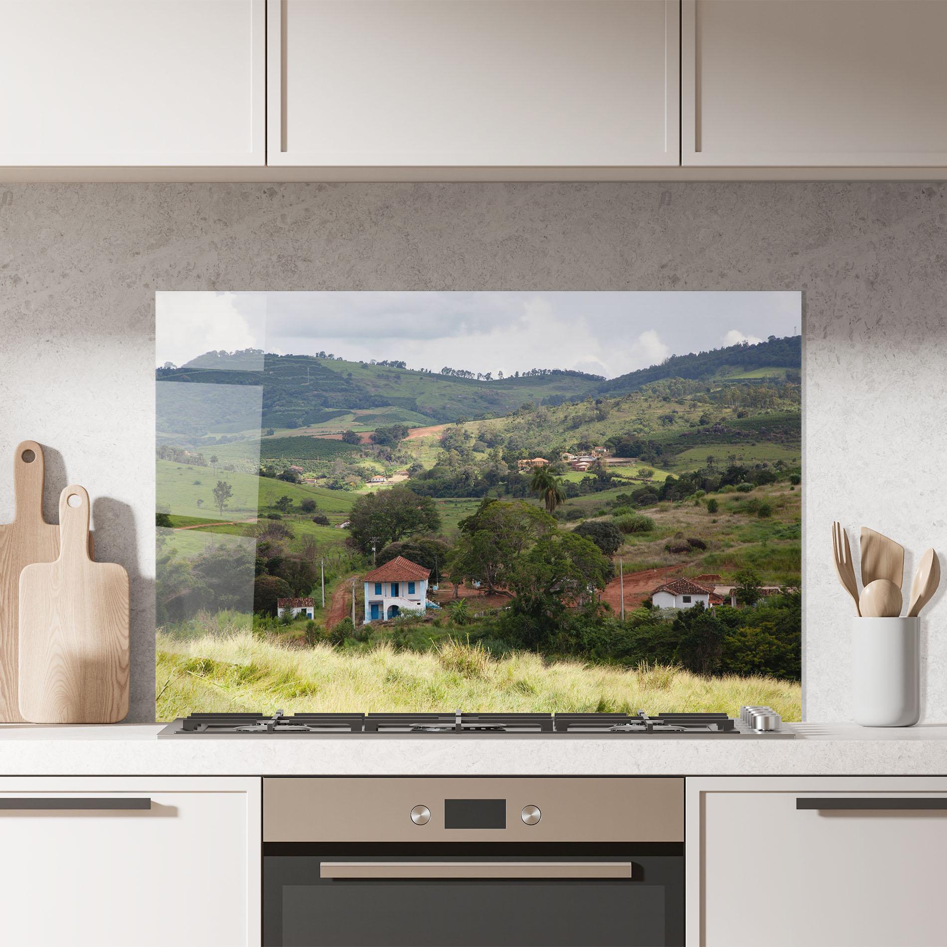 Стъклен панел за кухня Green Countryside mockup 7