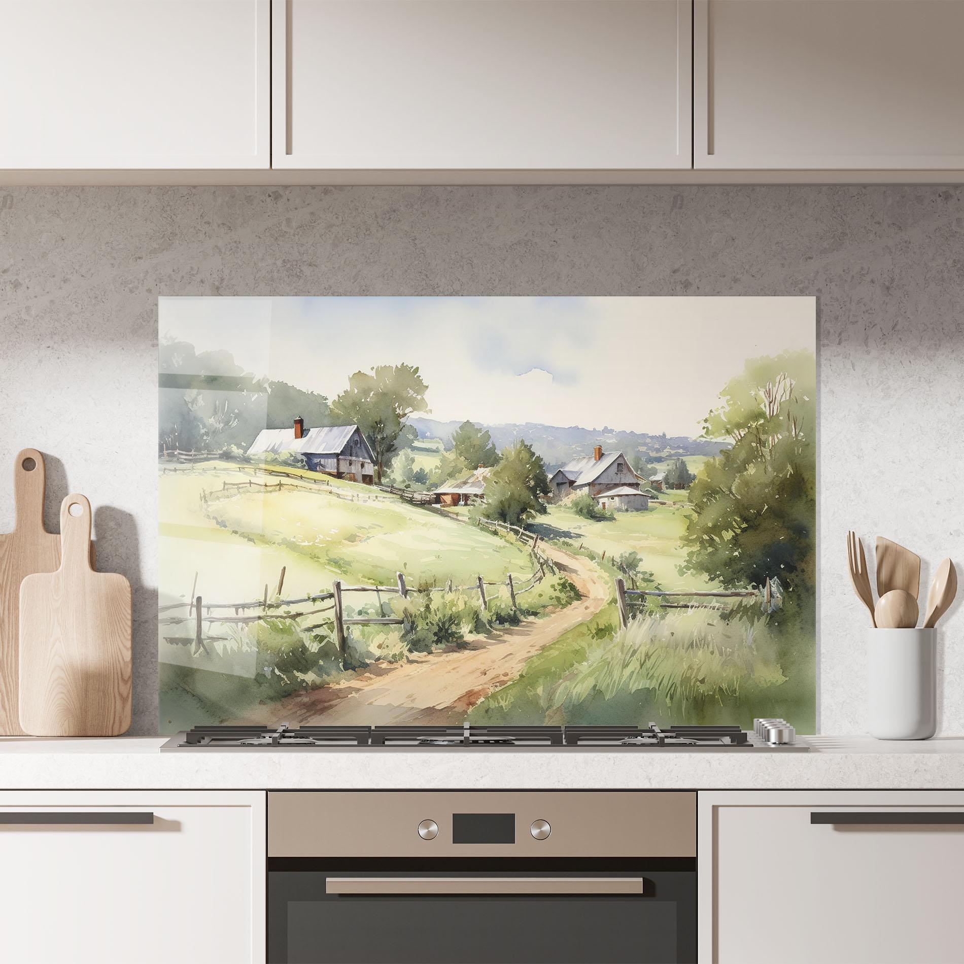 Стъклен панел за кухня Rural Farm mockup 7