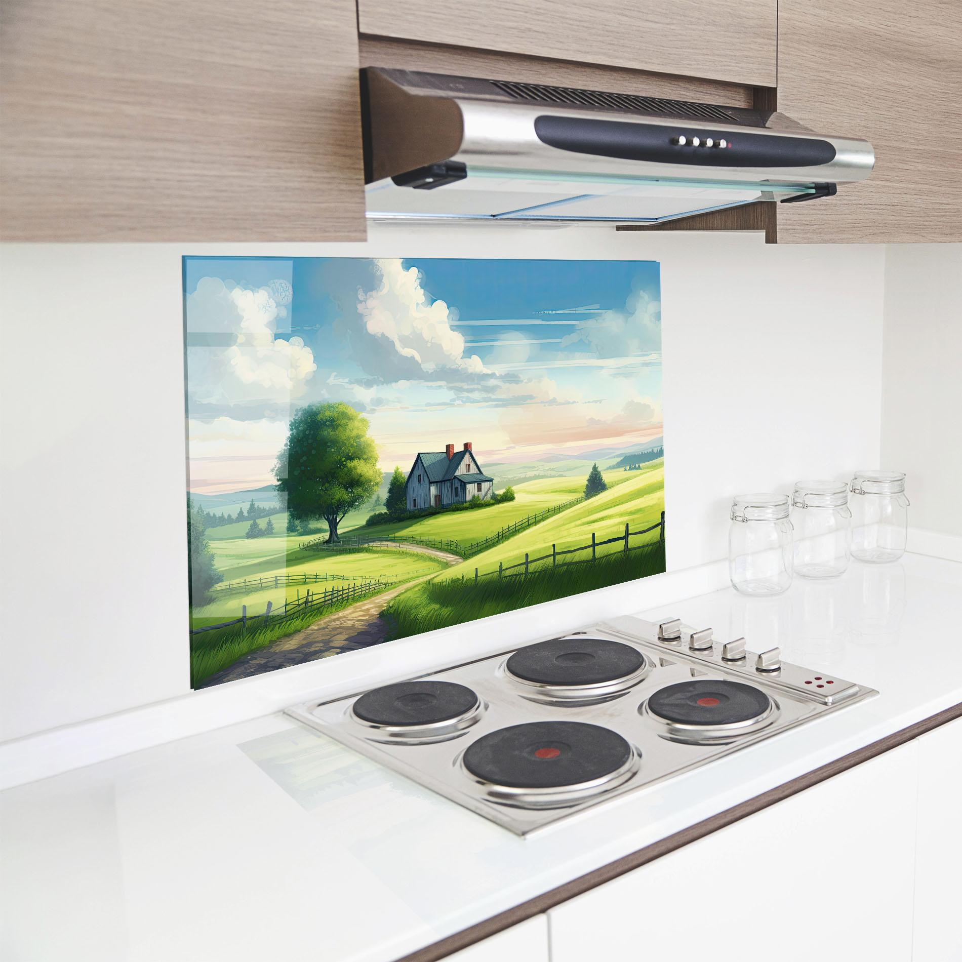 Стъклен панел за кухня Calming Rural View mockup 8