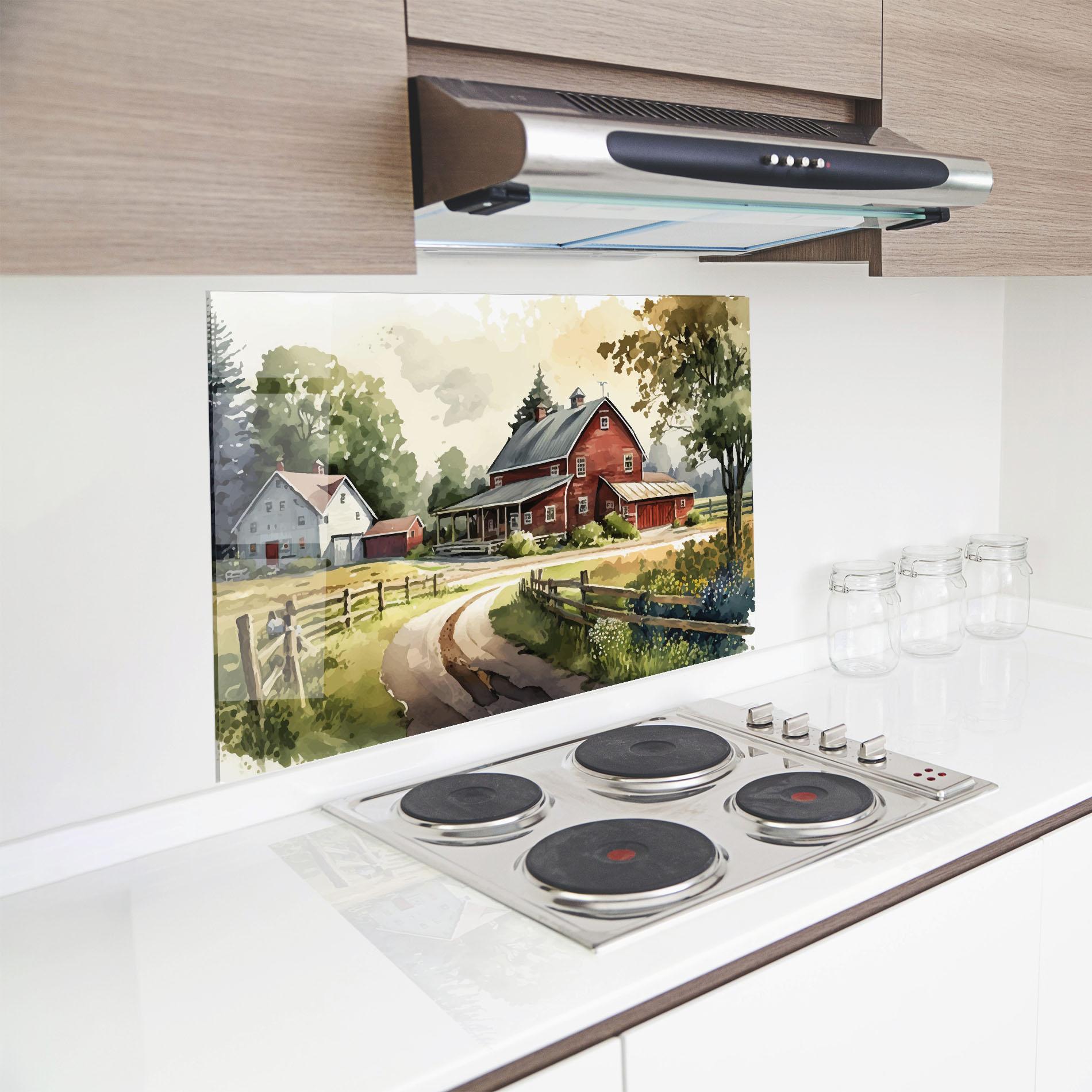 Стъклен панел за кухня Farmhouse Painting mockup 8