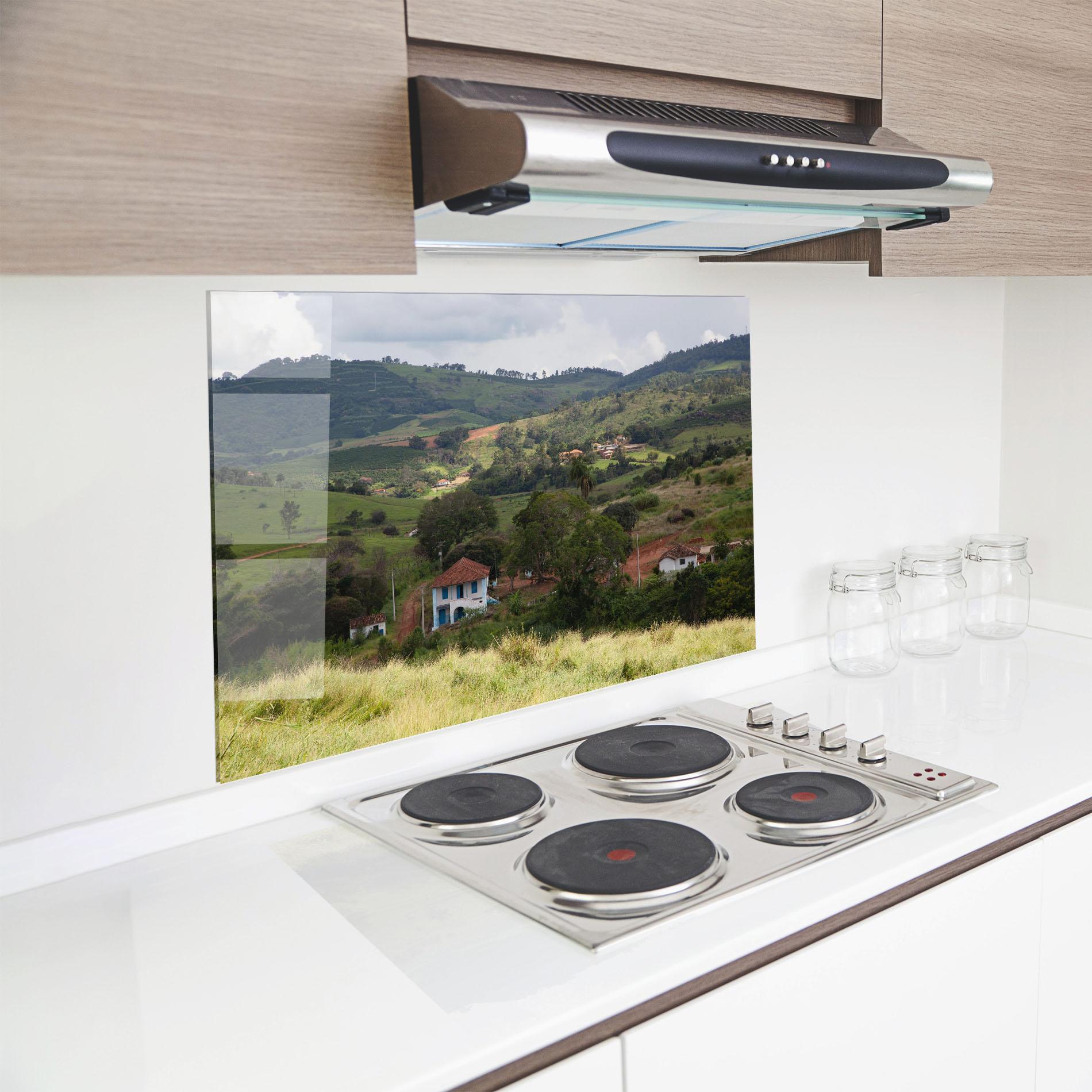 Стъклен панел за кухня Green Countryside mockup 8
