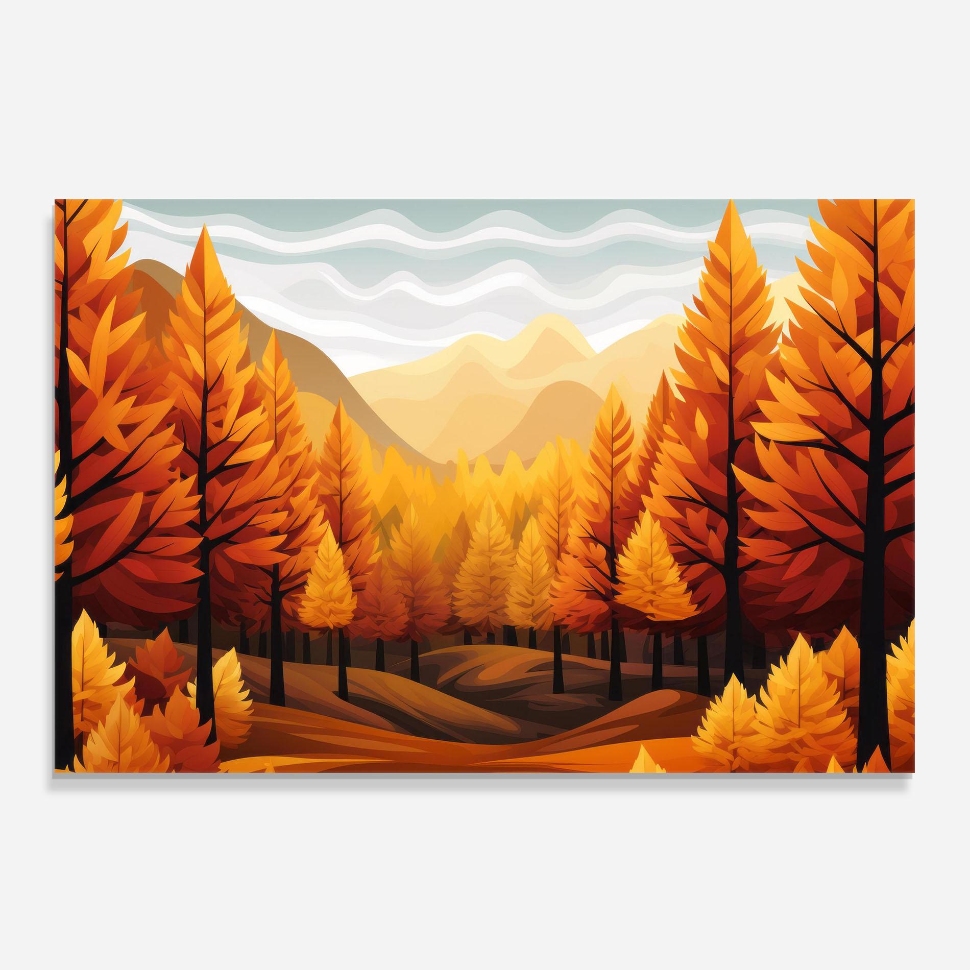 Стъклен панел за кухня Autumn Trees Orange mockup 0