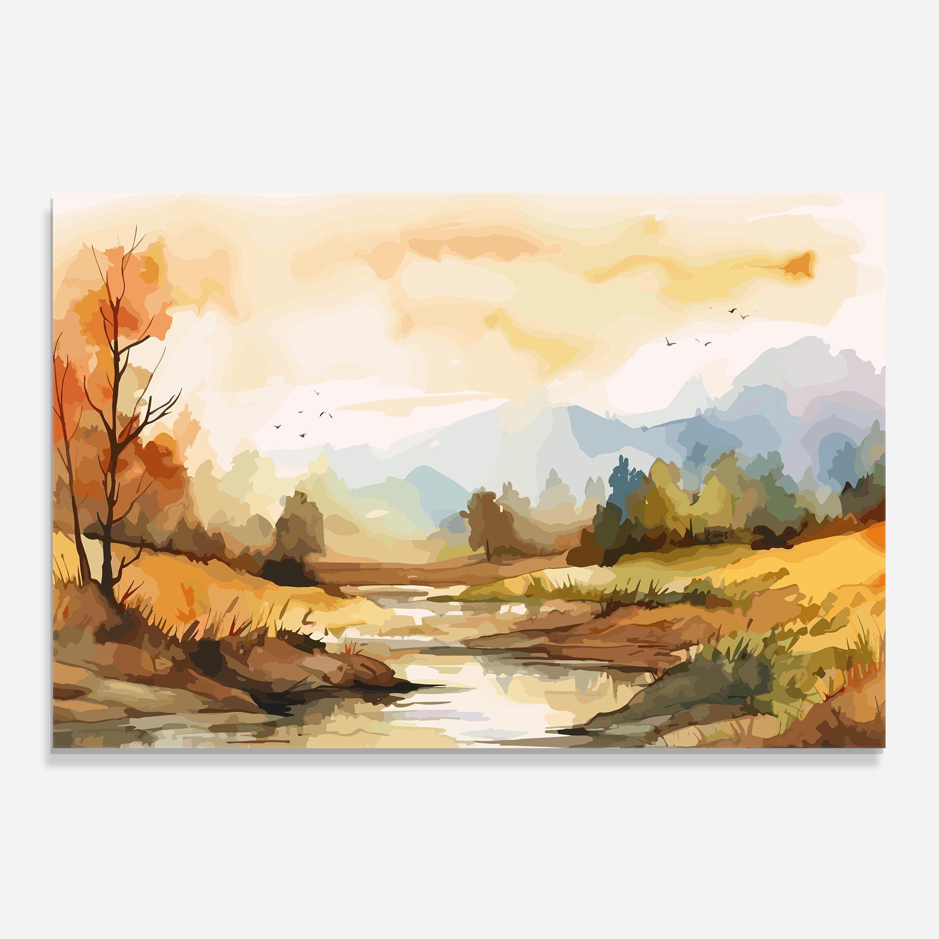 Стъклен панел за кухня Orange Yellow Autumn mockup 0