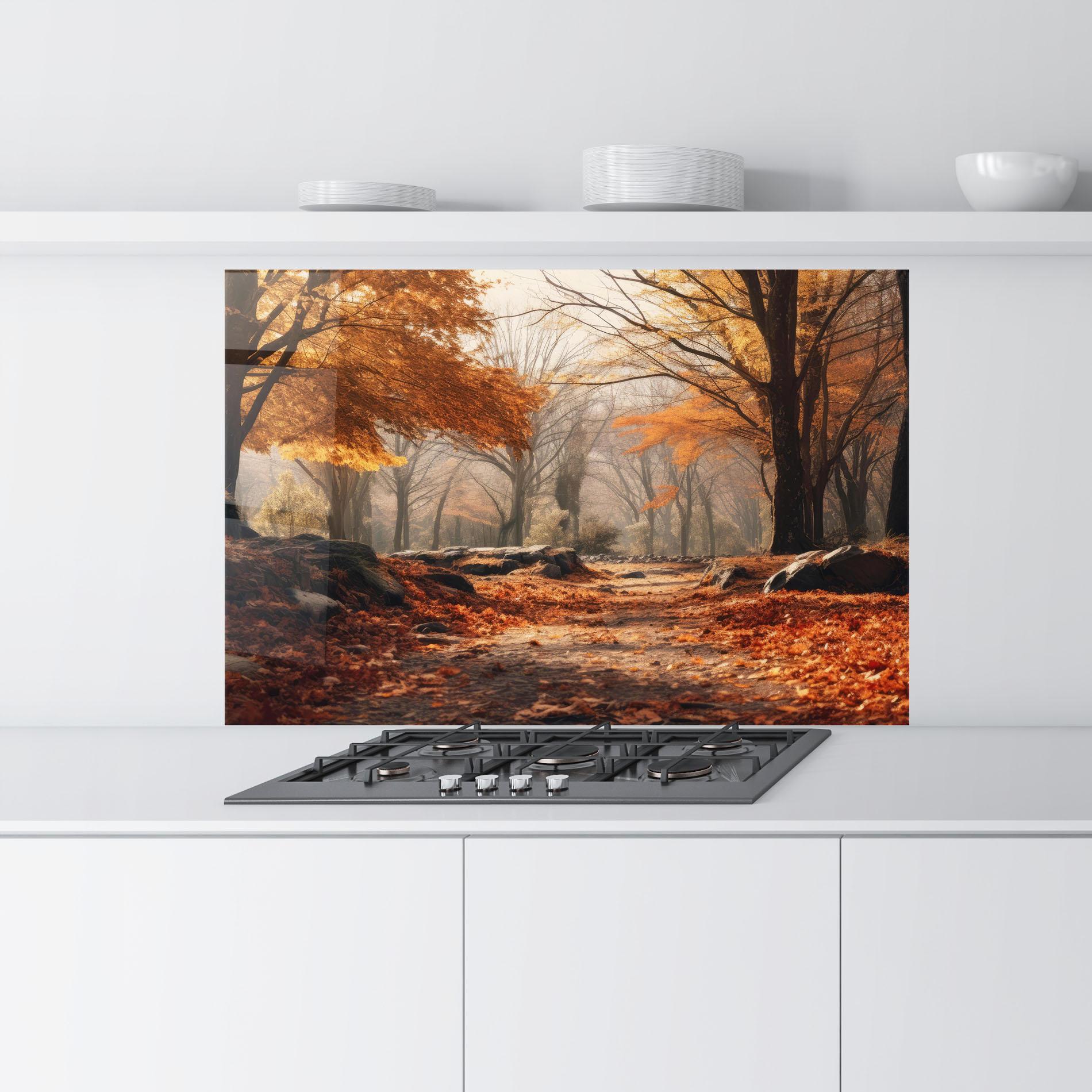Стъклен панел за кухня Autumn Forest mockup 9