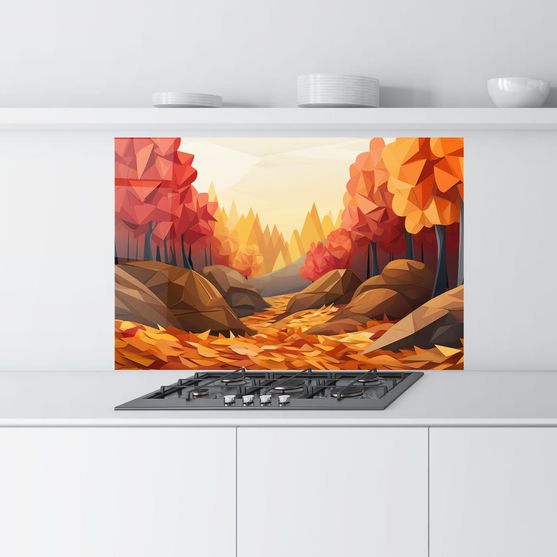 Стъклен панел за кухня Autumn Orange Forest mockup 9