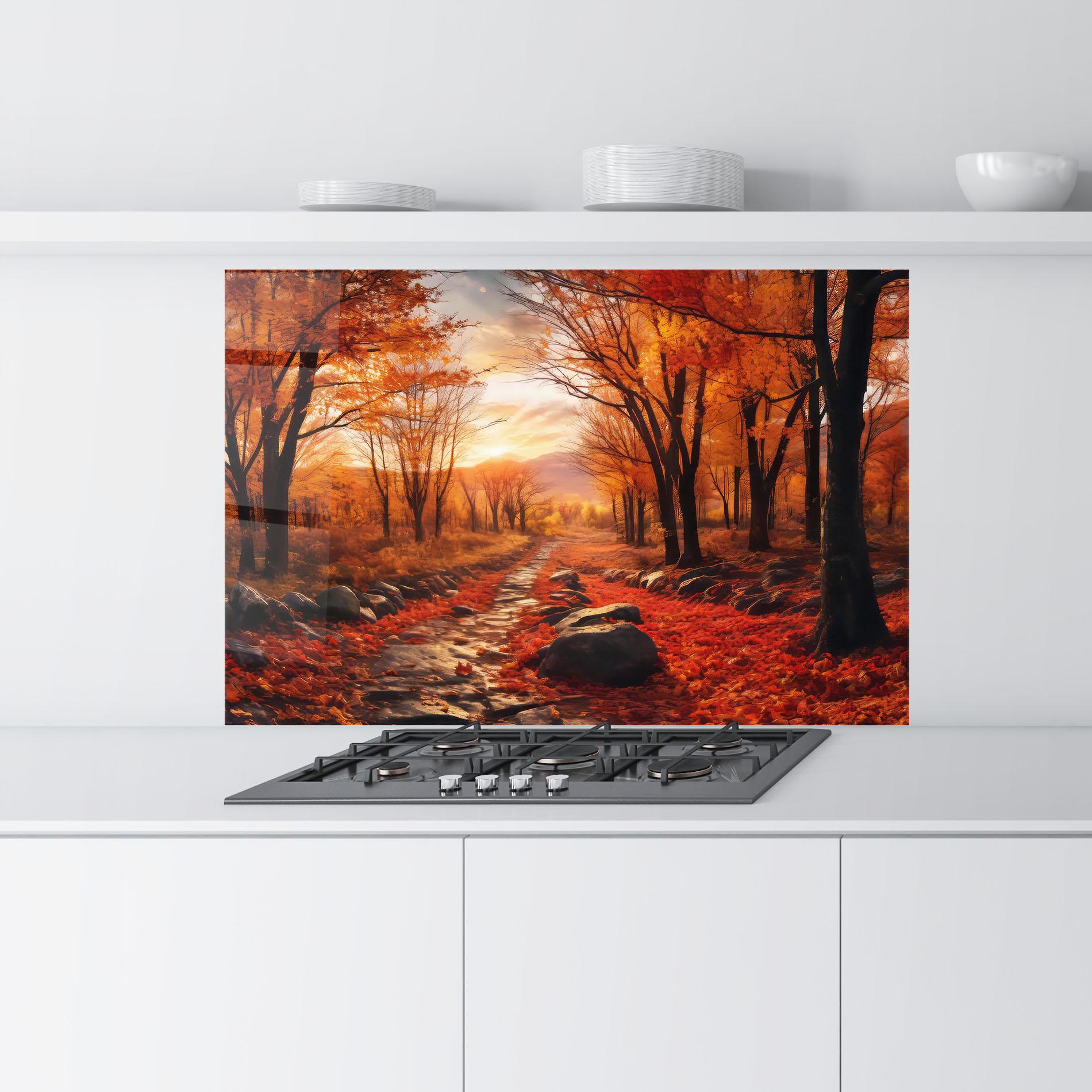 Стъклен панел за кухня Autumn Path mockup 9