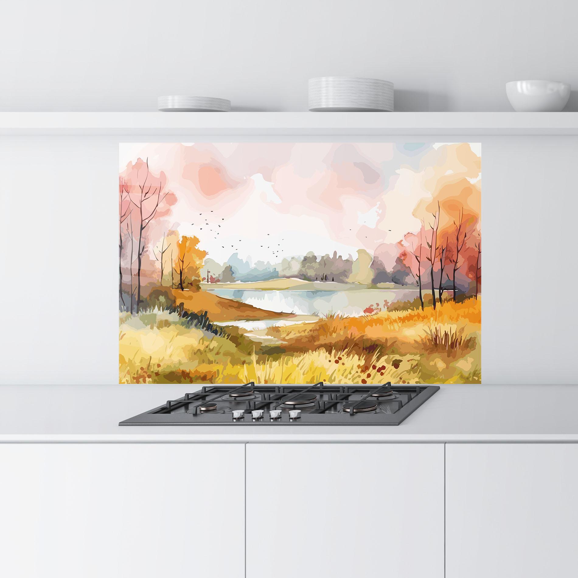 Стъклен панел за кухня Autumn Watercolor mockup 9