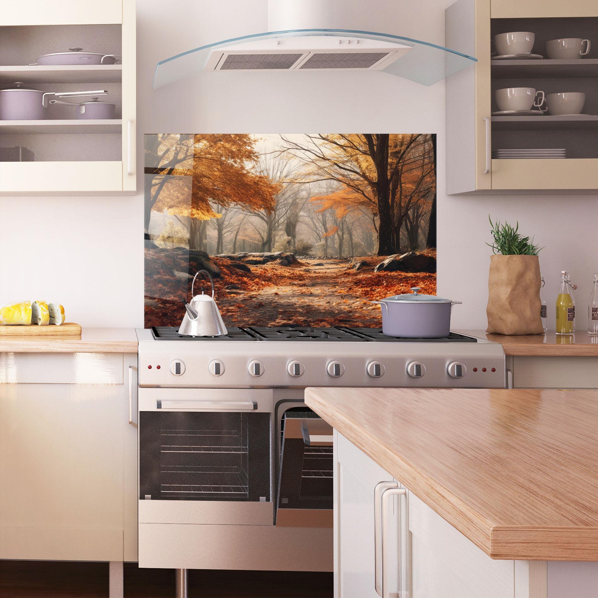 Стъклен панел за кухня Autumn Forest mockup 1