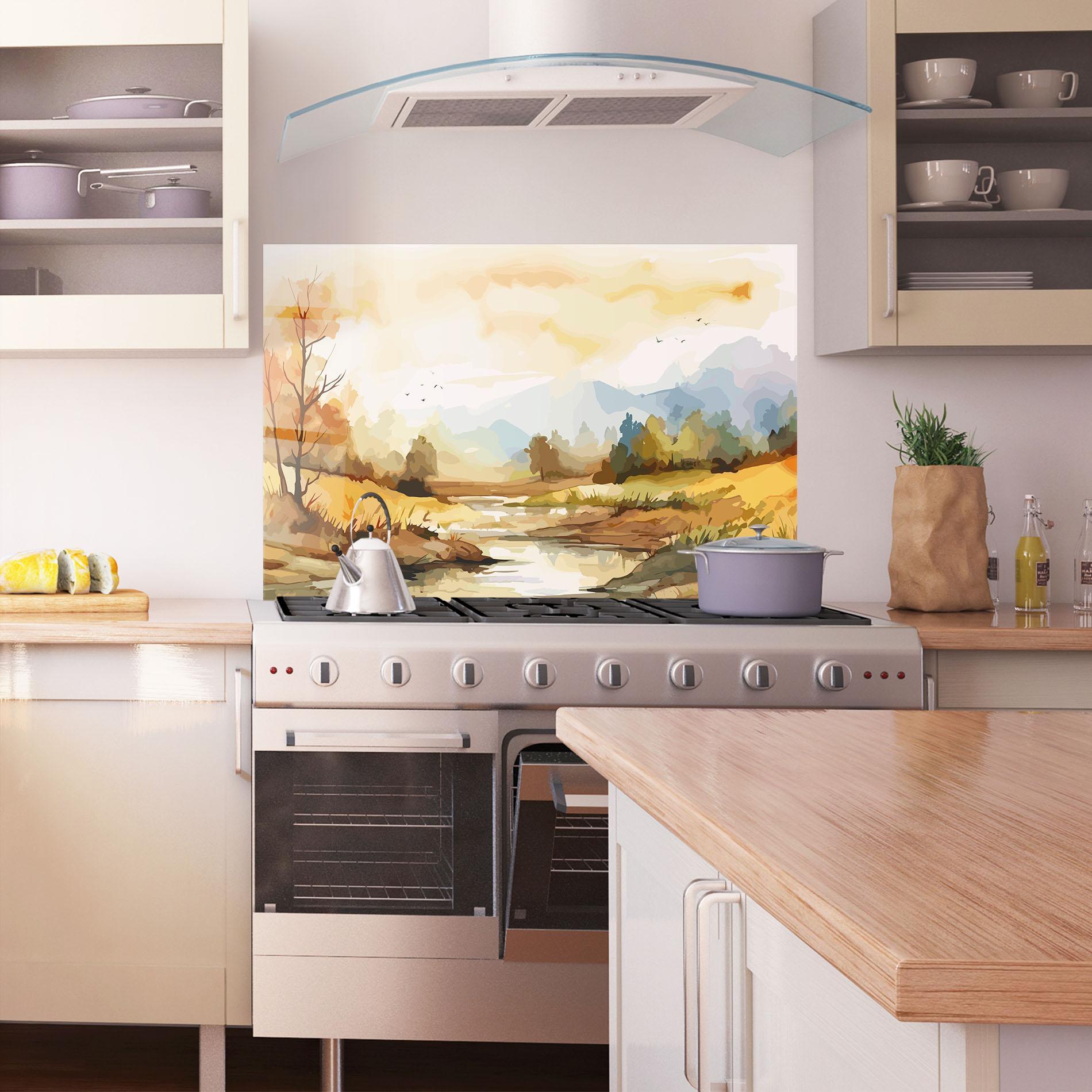 Стъклен панел за кухня Orange Yellow Autumn mockup 1