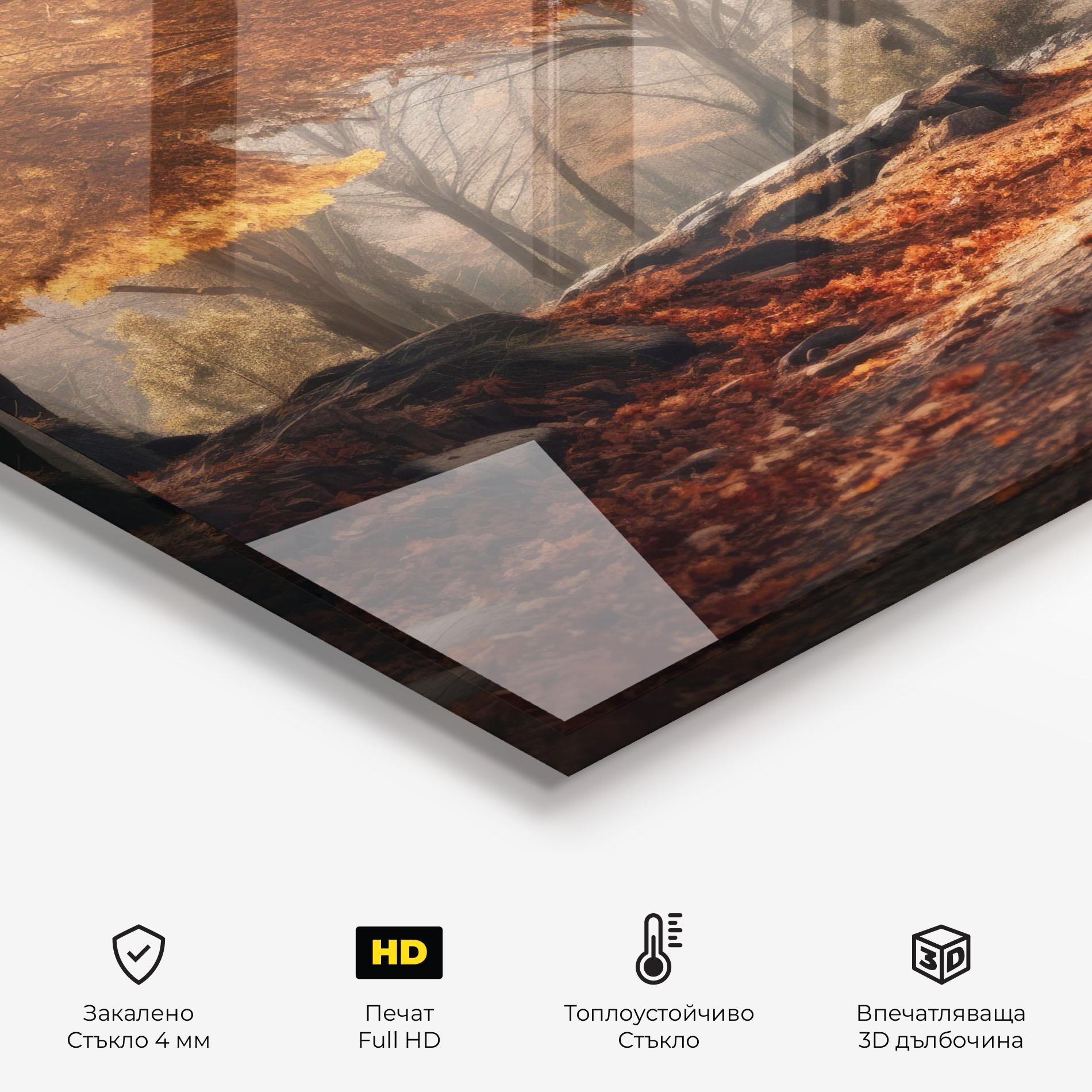 Стъклен панел за кухня Autumn Forest mockup 2