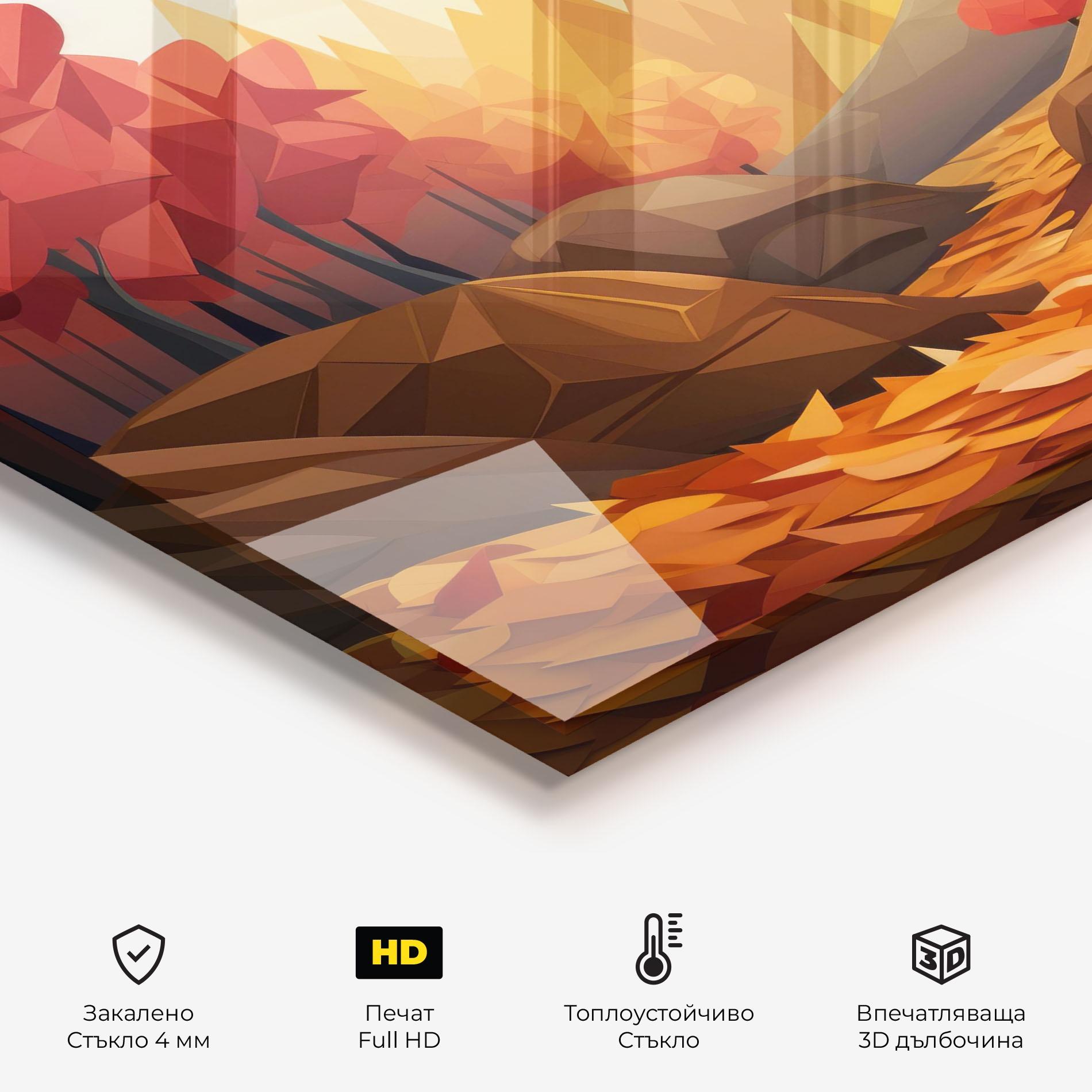 Стъклен панел за кухня Autumn Orange Forest mockup 2