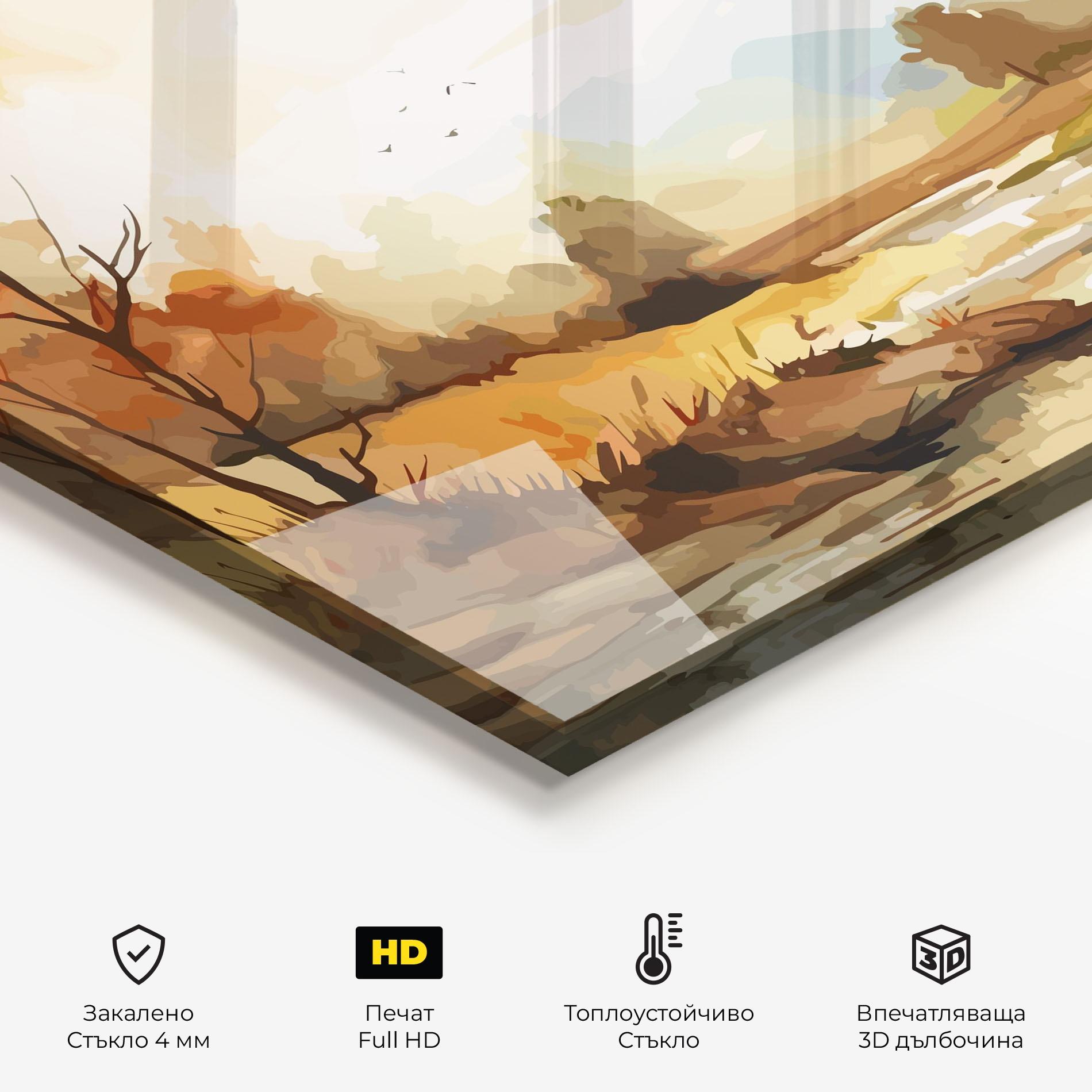 Стъклен панел за кухня Orange Yellow Autumn mockup 2