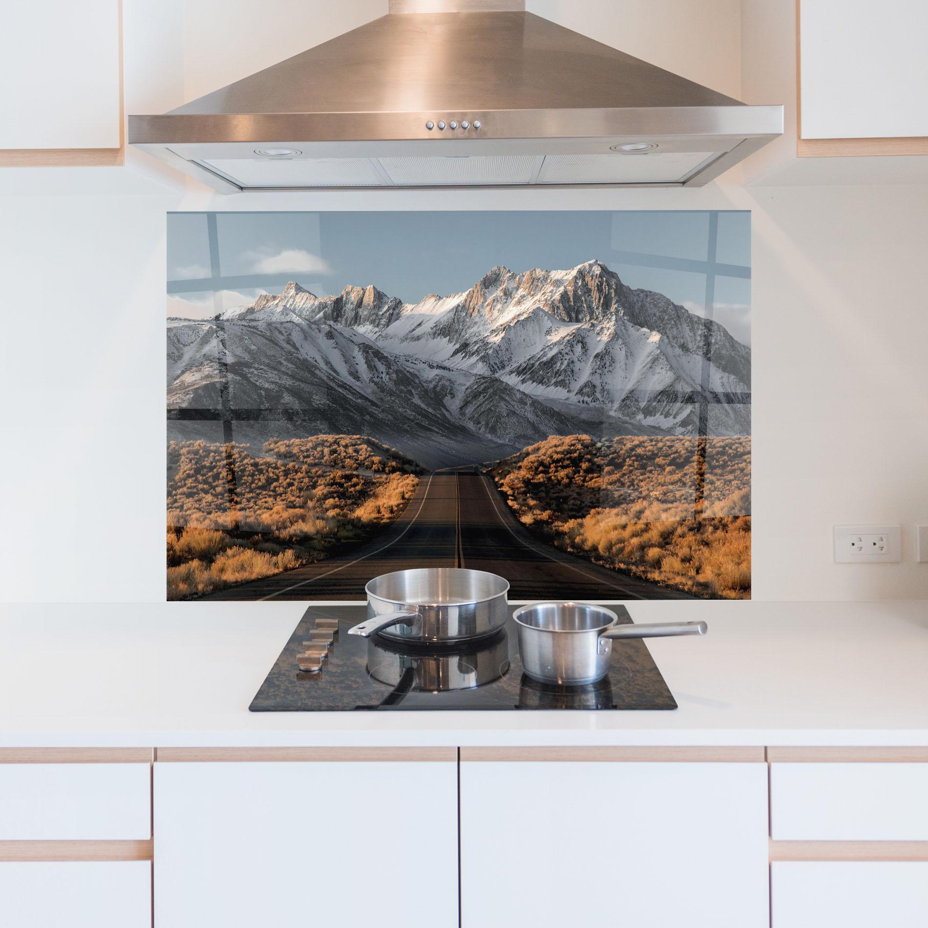 Стъклен панел за кухня Autumn Mountain View mockup 5