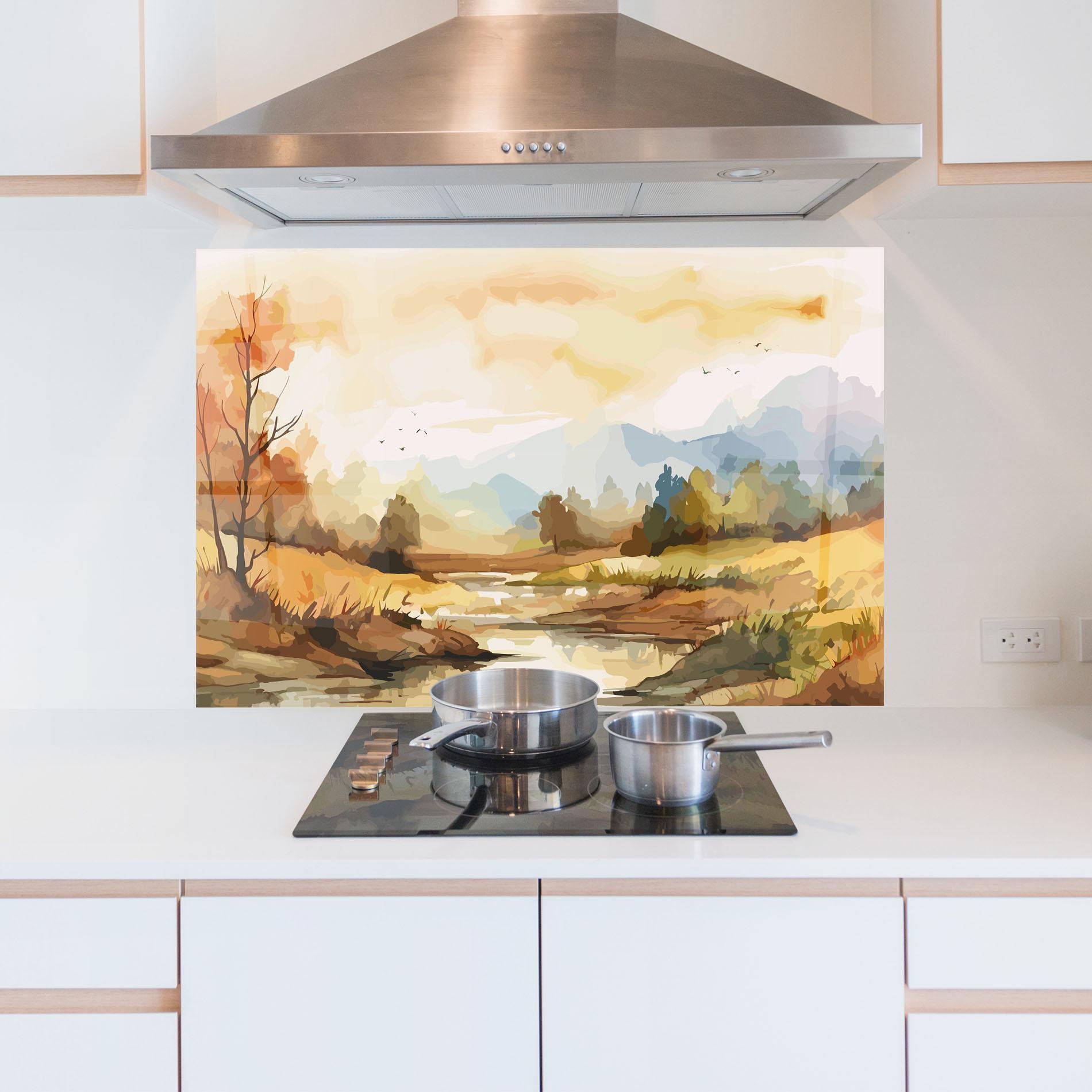 Стъклен панел за кухня Orange Yellow Autumn mockup 5