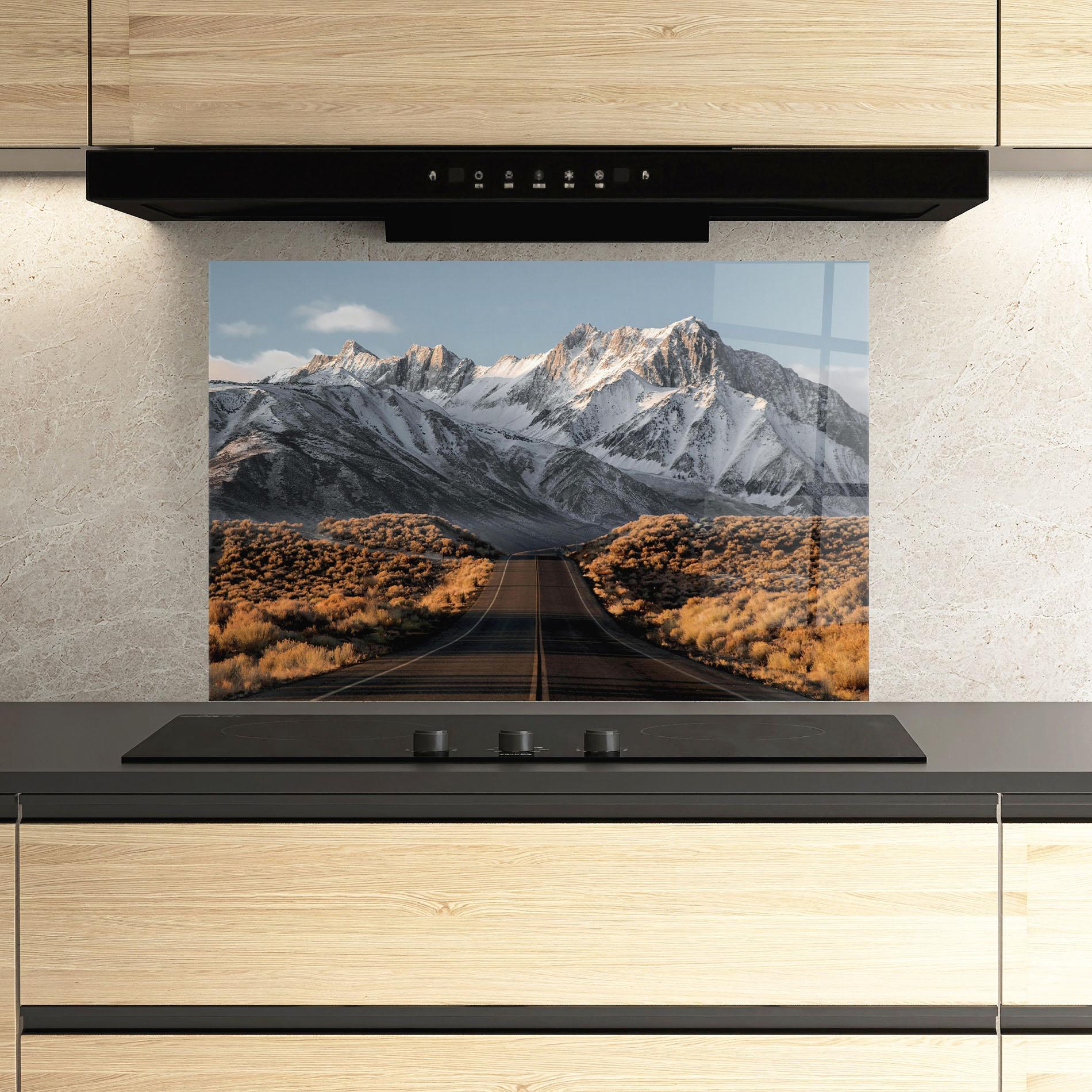 Стъклен панел за кухня Autumn Mountain View mockup 3