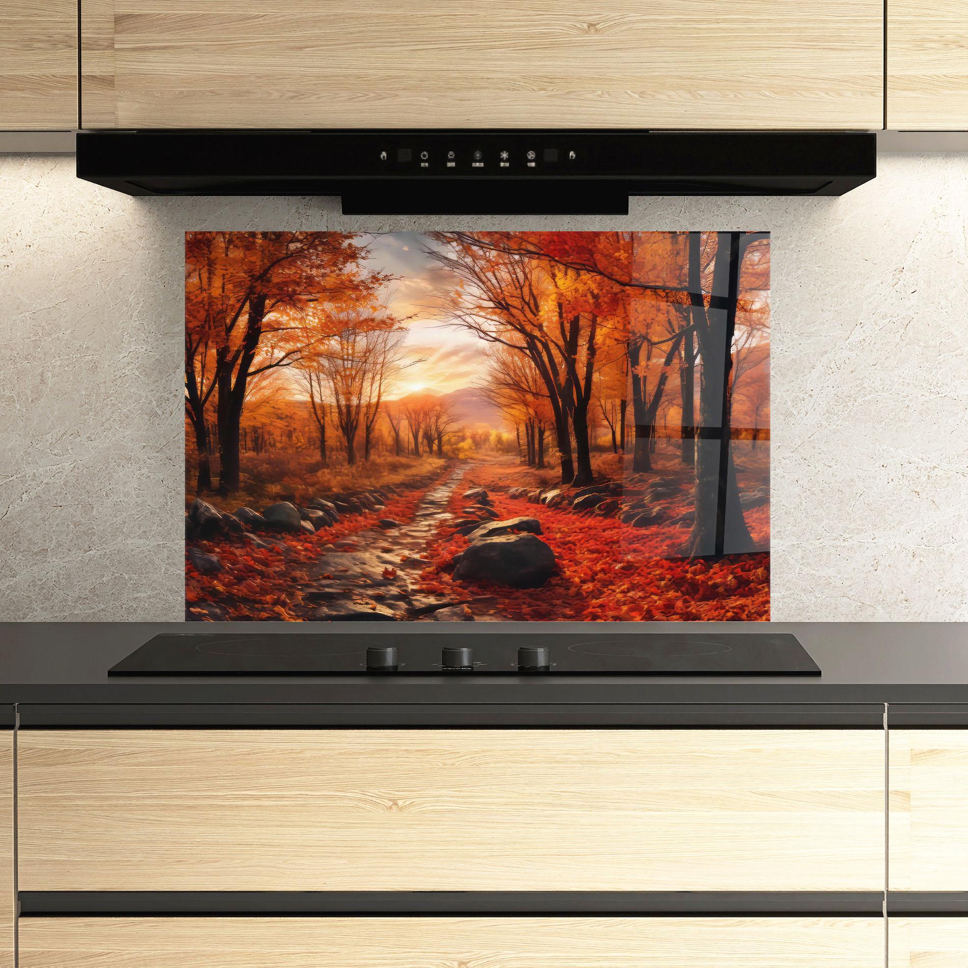 Стъклен панел за кухня Autumn Path mockup 3