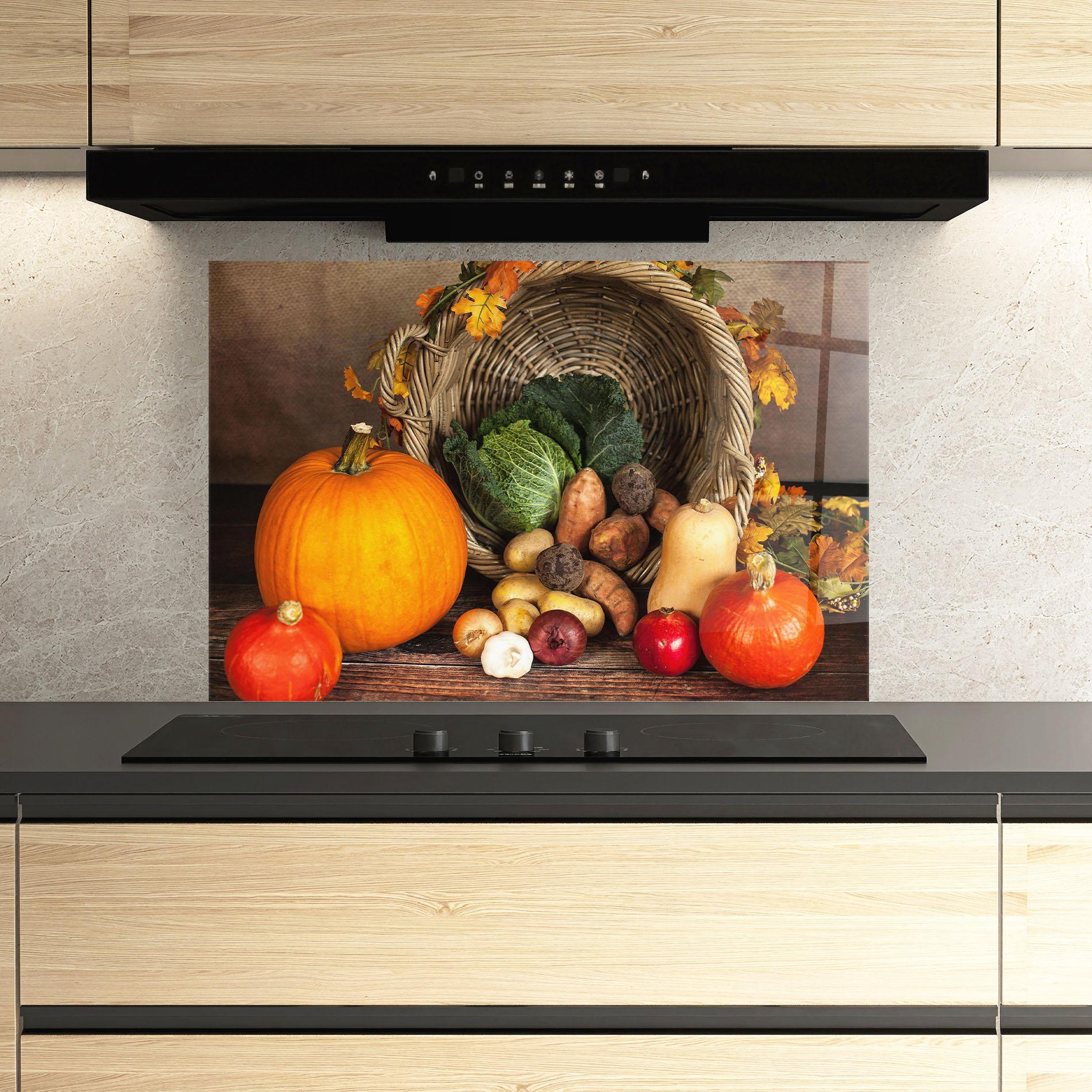 Стъклен панел за кухня Autumn Vegetables mockup 3