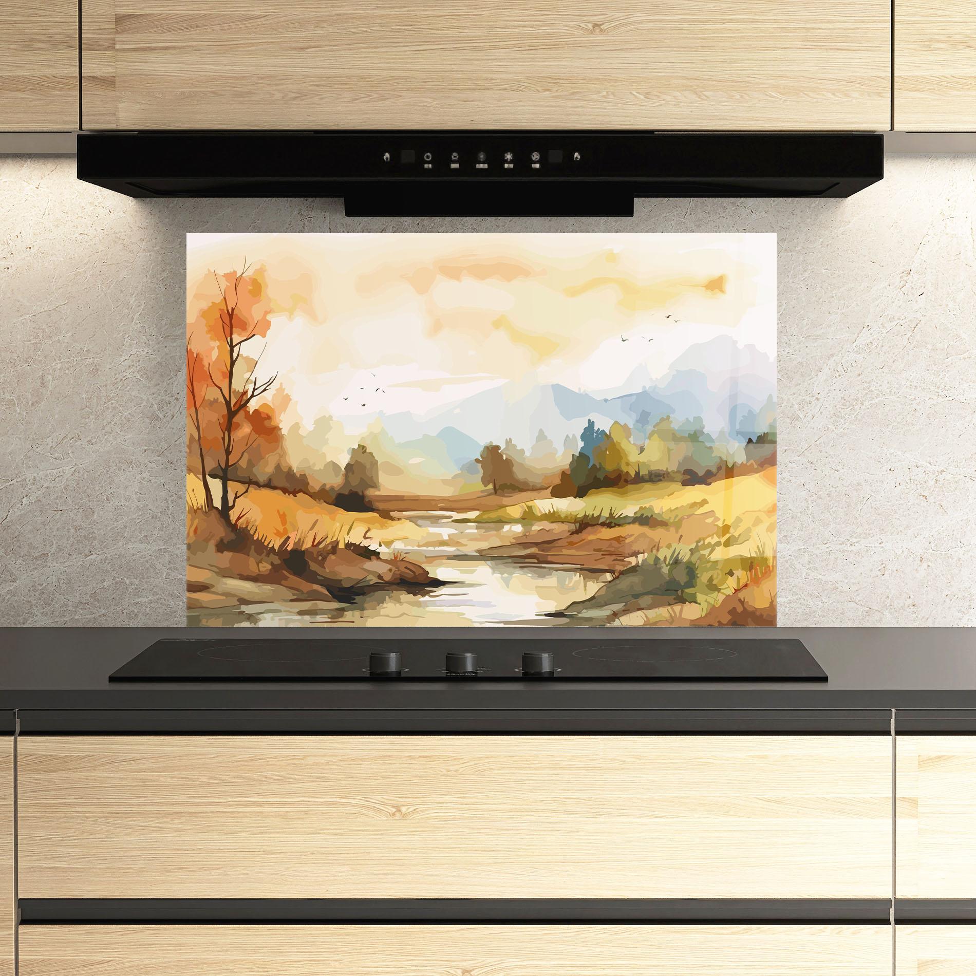 Стъклен панел за кухня Orange Yellow Autumn mockup 3