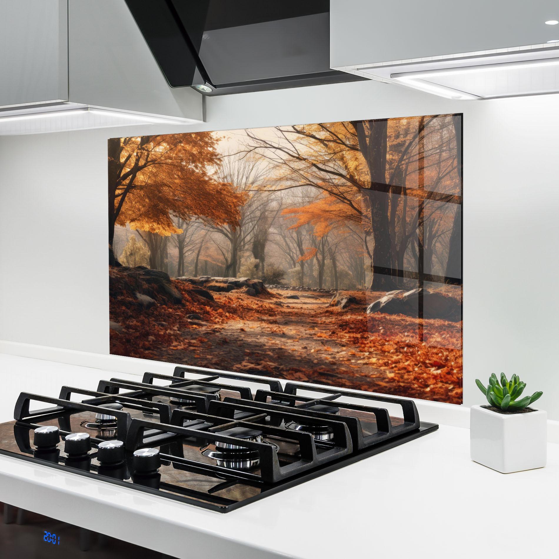 Стъклен панел за кухня Autumn Forest mockup 6