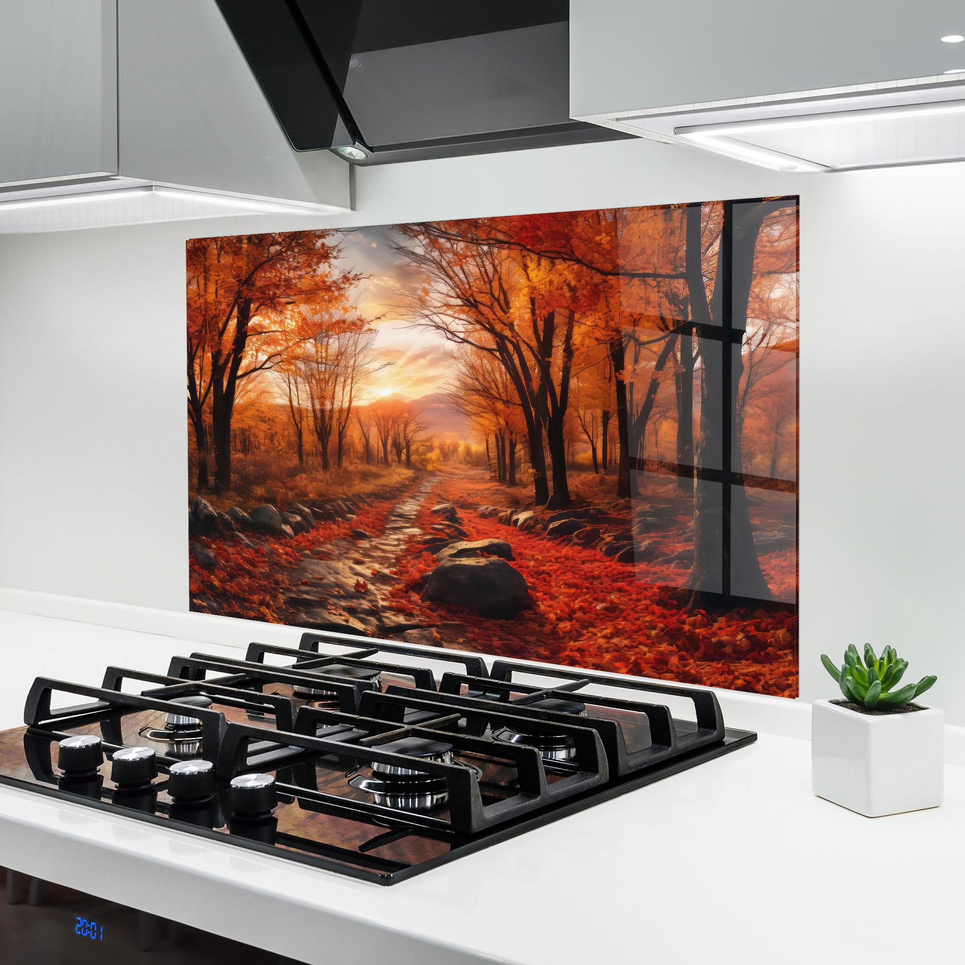 Стъклен панел за кухня Autumn Path mockup 6