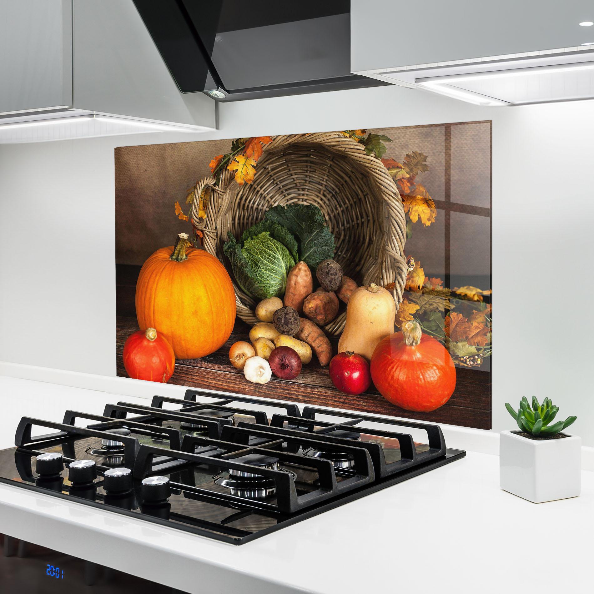 Стъклен панел за кухня Autumn Vegetables mockup 6