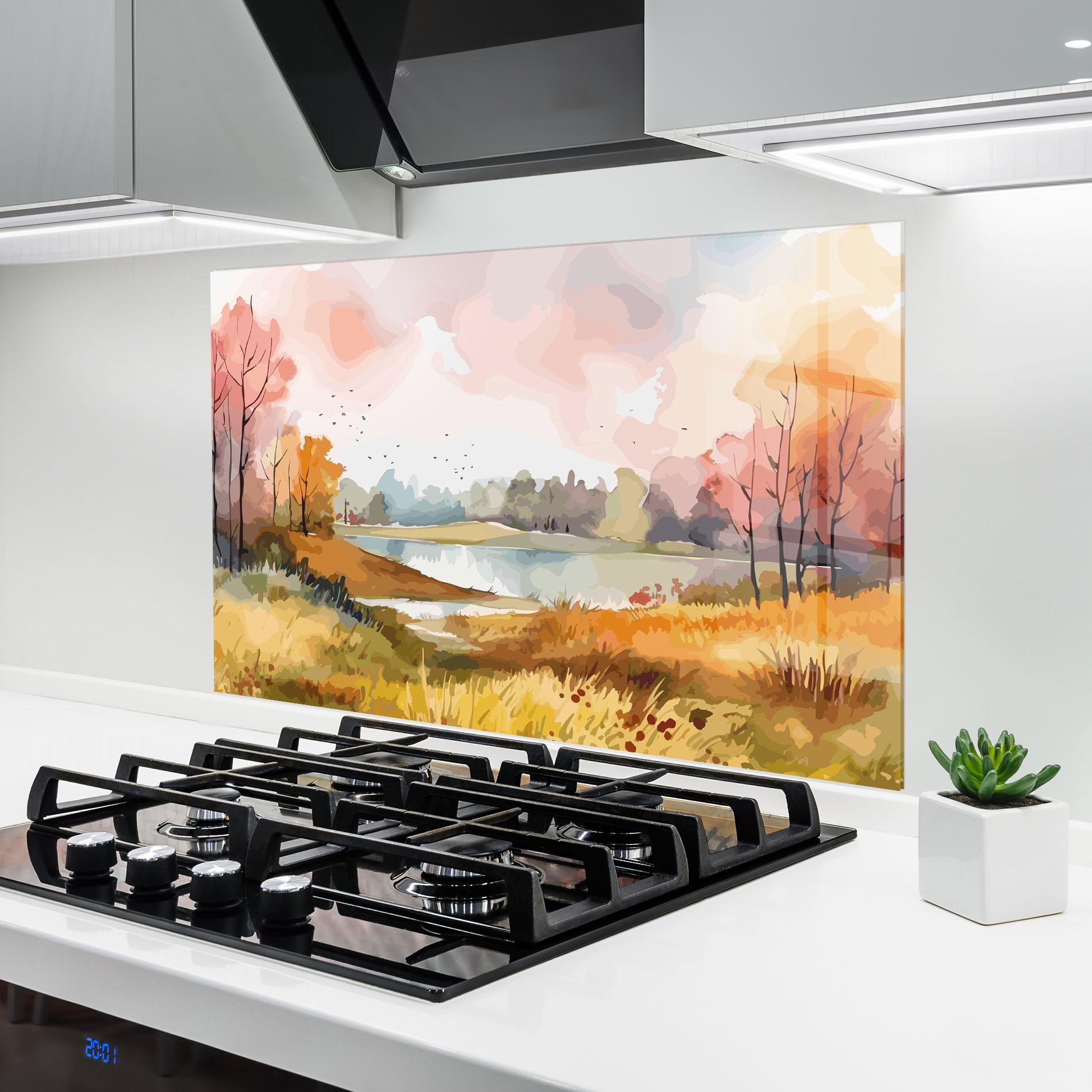 Стъклен панел за кухня Autumn Watercolor mockup 6