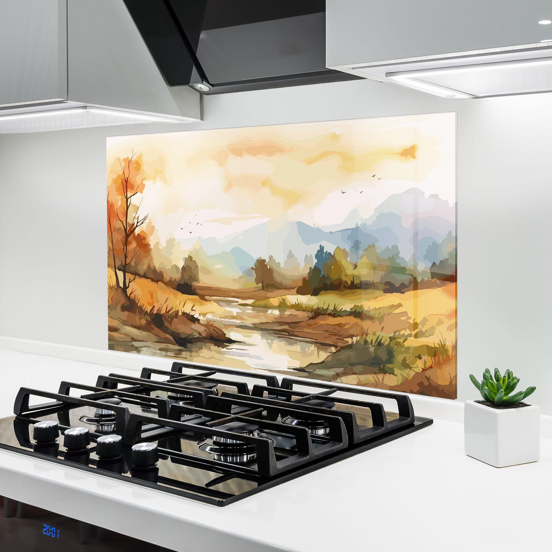 Стъклен панел за кухня Orange Yellow Autumn mockup 6