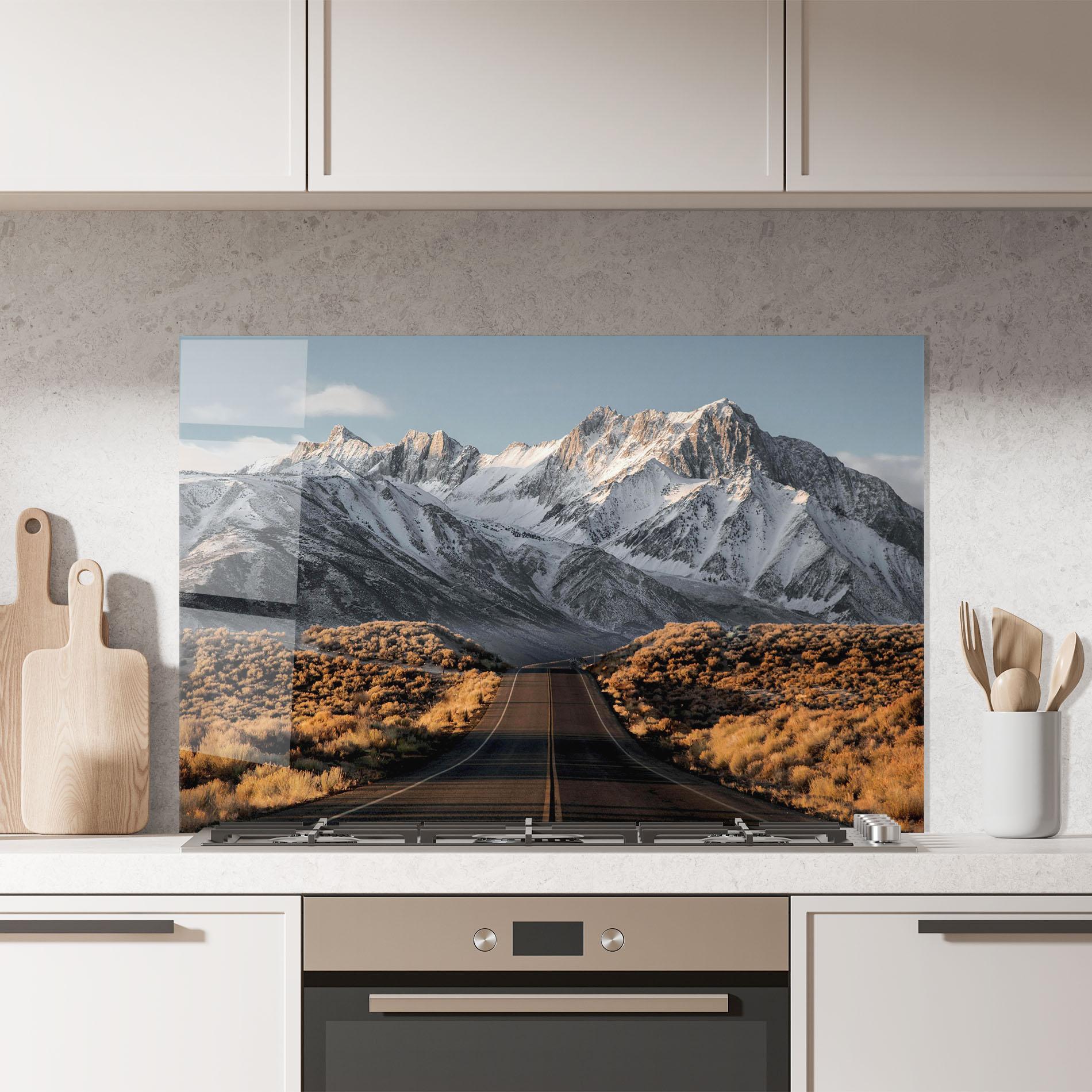 Стъклен панел за кухня Autumn Mountain View mockup 7