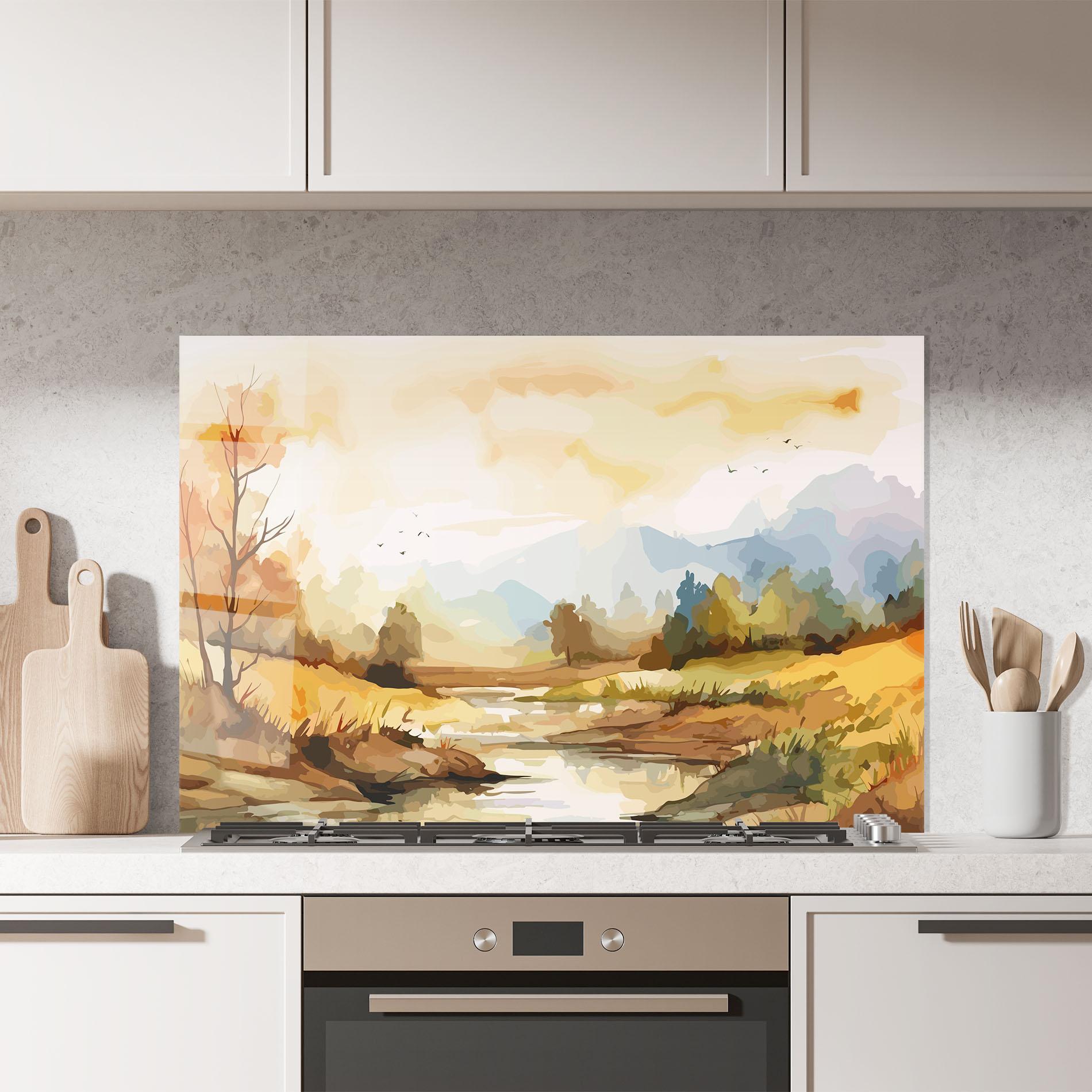 Стъклен панел за кухня Orange Yellow Autumn mockup 7