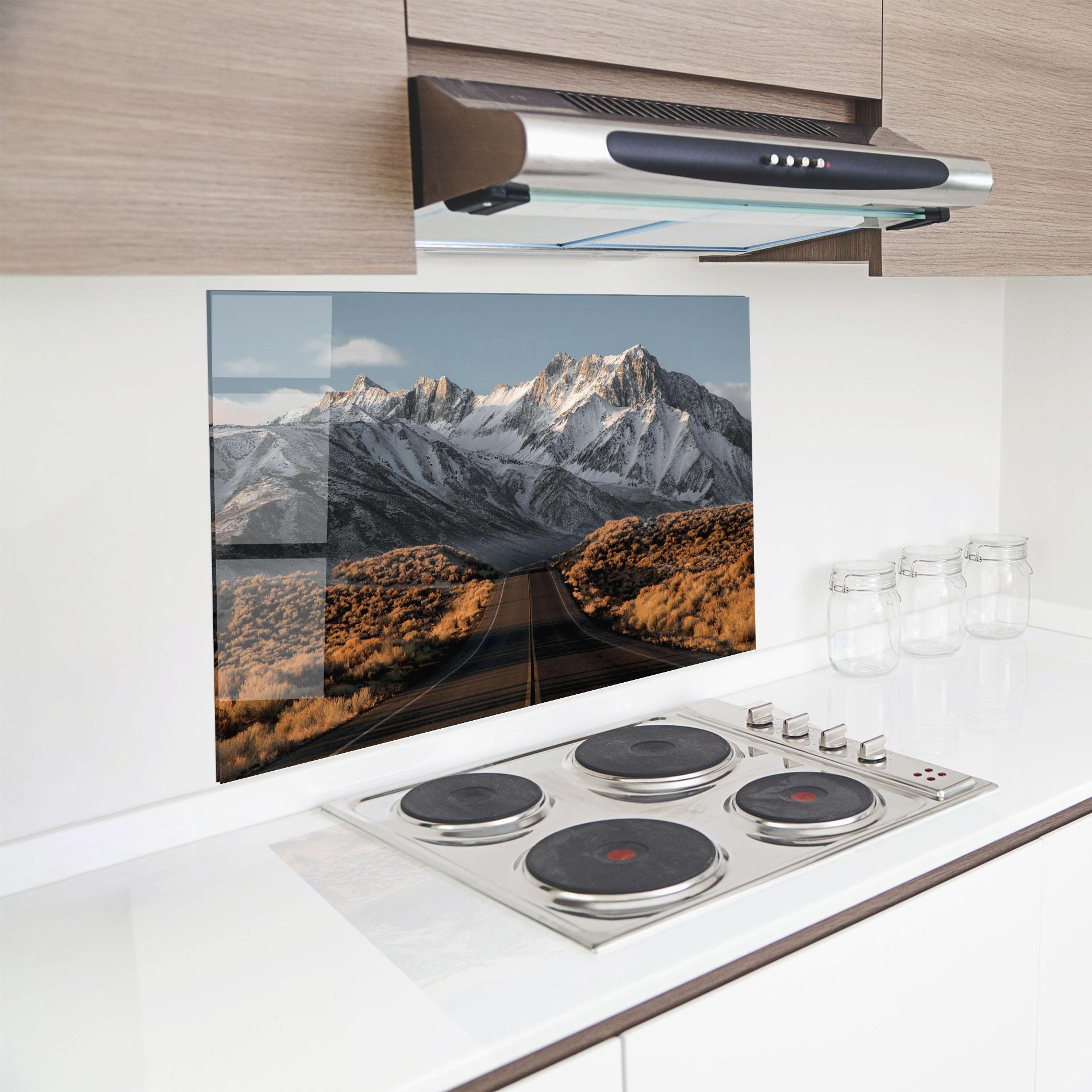 Стъклен панел за кухня Autumn Mountain View mockup 8