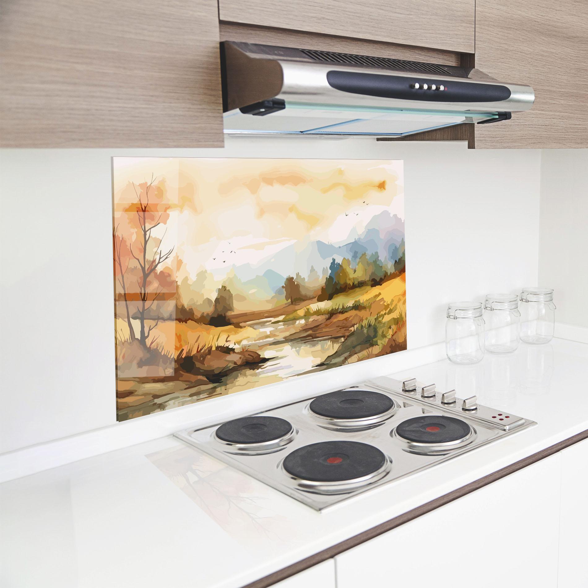 Стъклен панел за кухня Orange Yellow Autumn mockup 8
