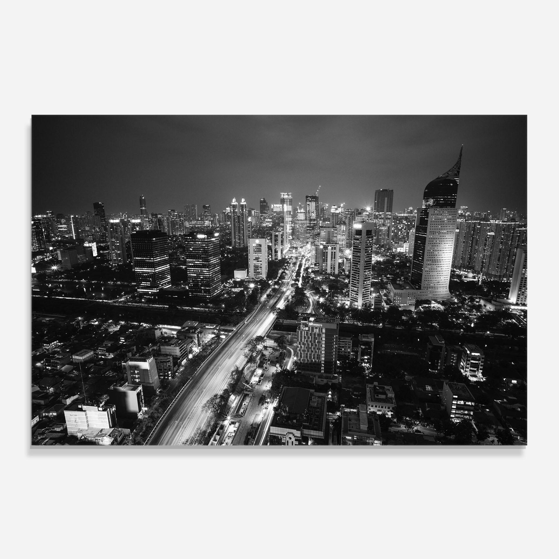 Стъклен панел за кухня Grey Lights City mockup 0