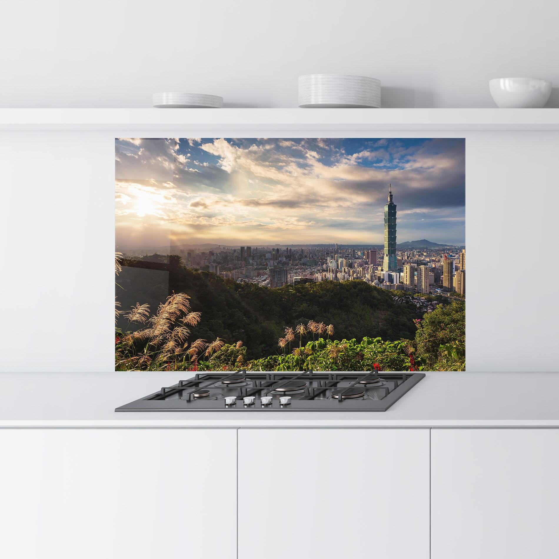 Стъклен панел за кухня Big Building Daylight mockup 9