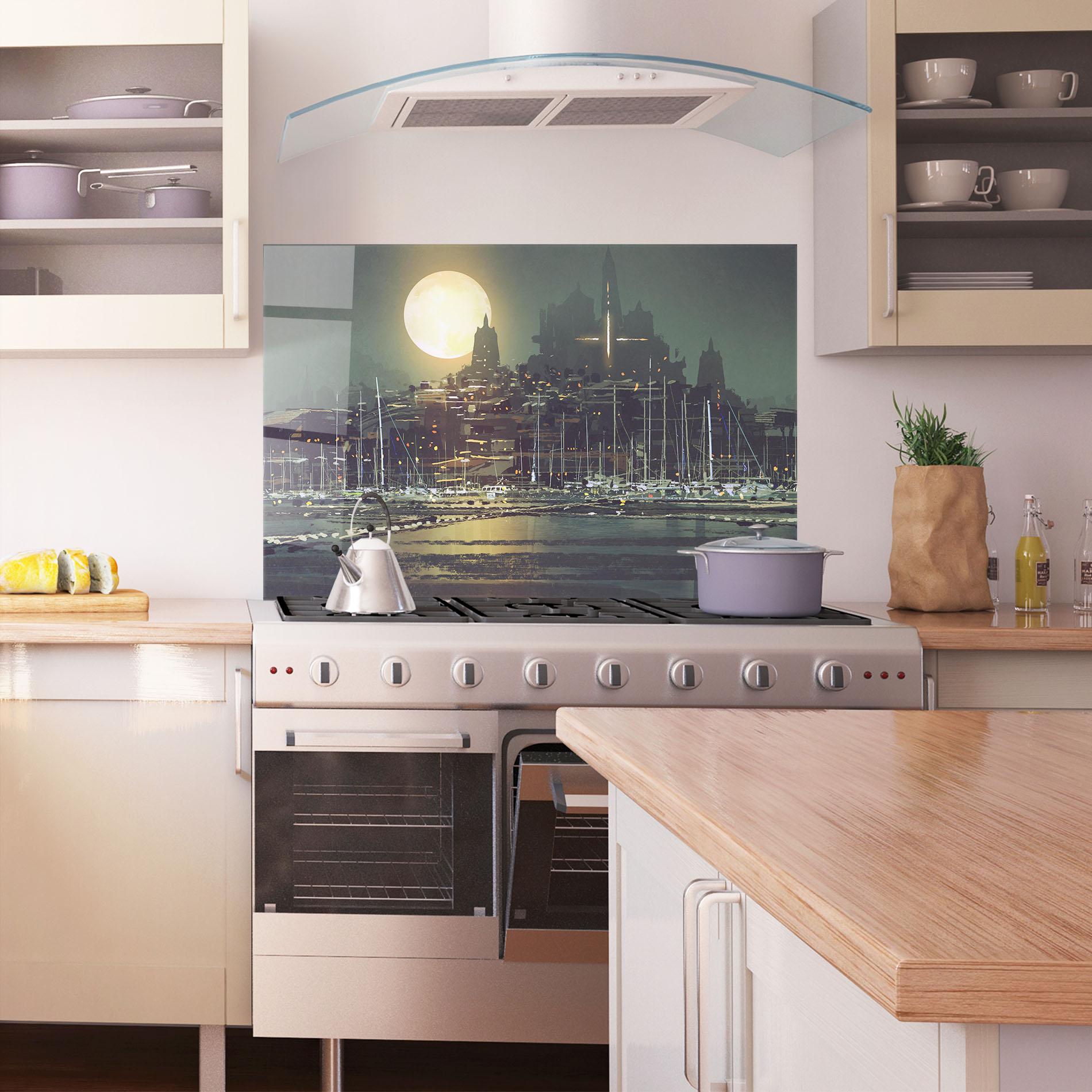 Стъклен панел за кухня City Port mockup 1