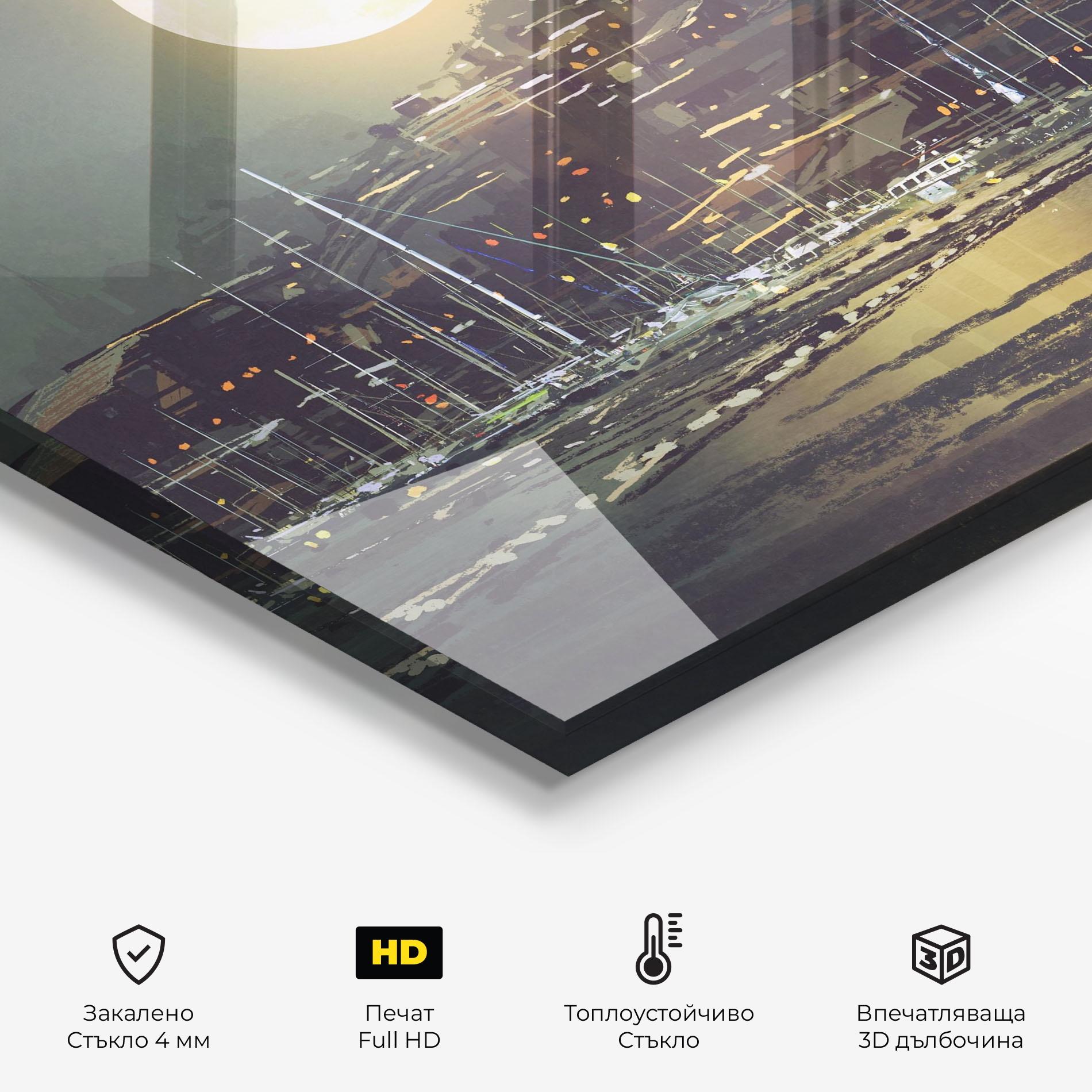 Стъклен панел за кухня City Port mockup 2