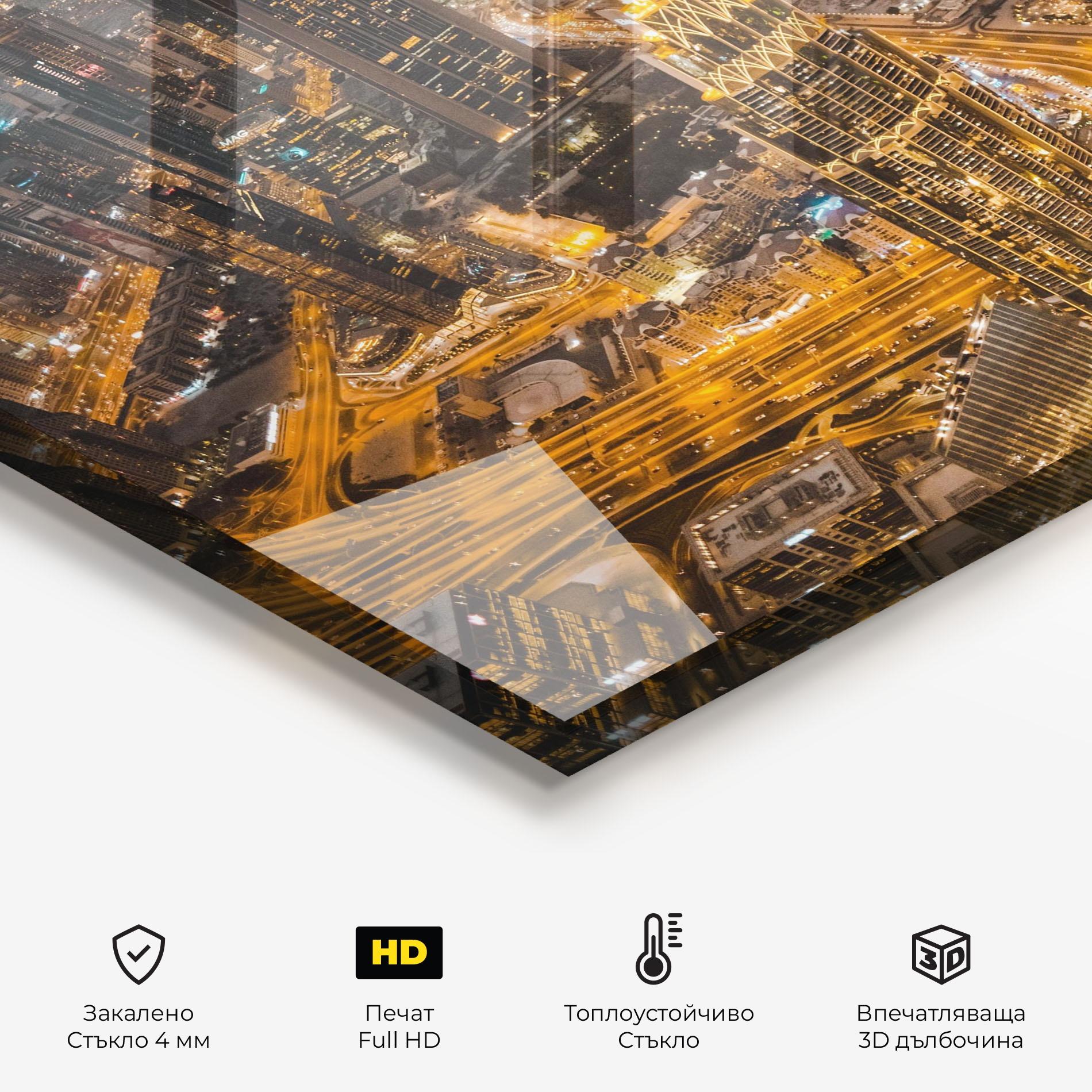 Стъклен панел за кухня Dubai Lights mockup 2