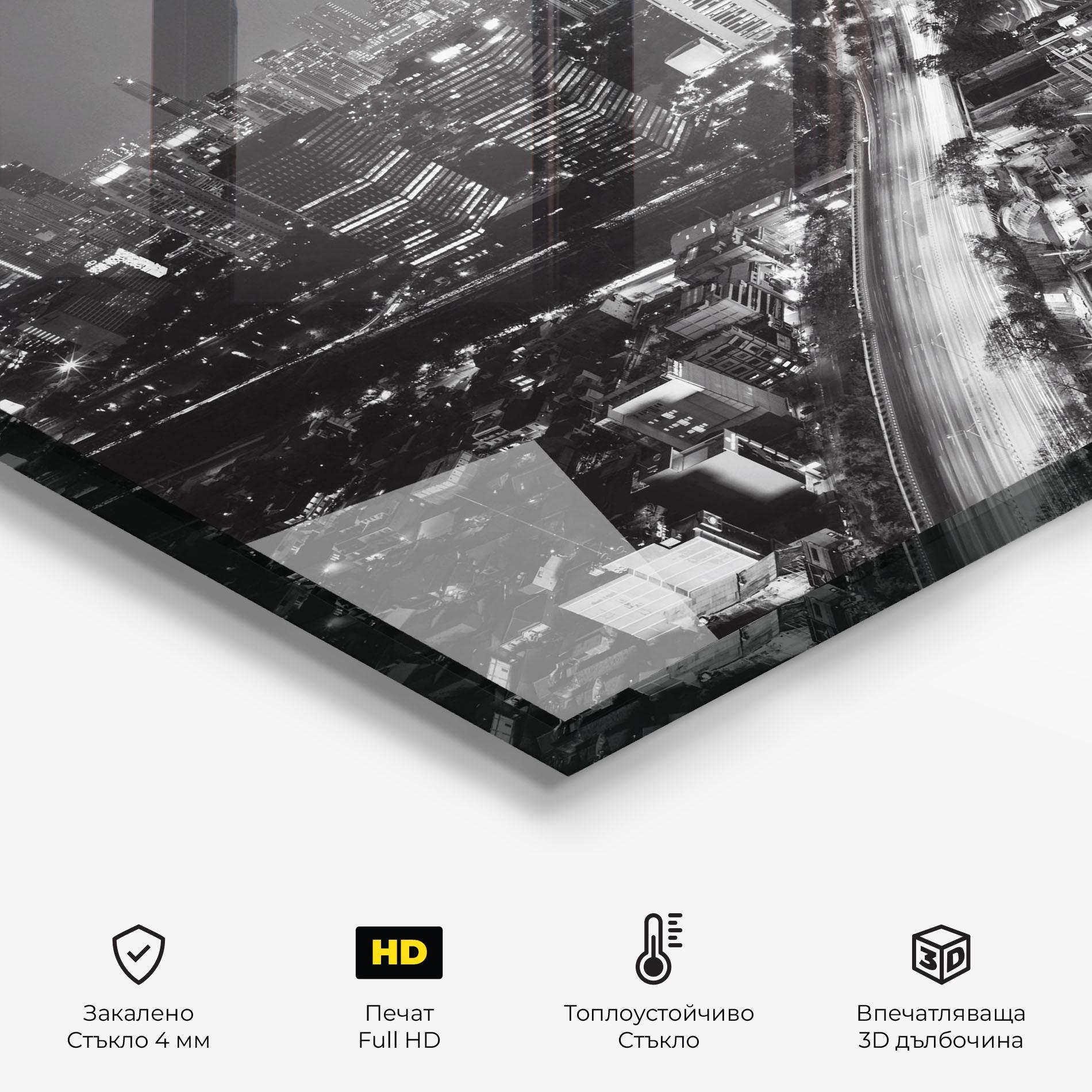 Стъклен панел за кухня Grey Lights City mockup 2