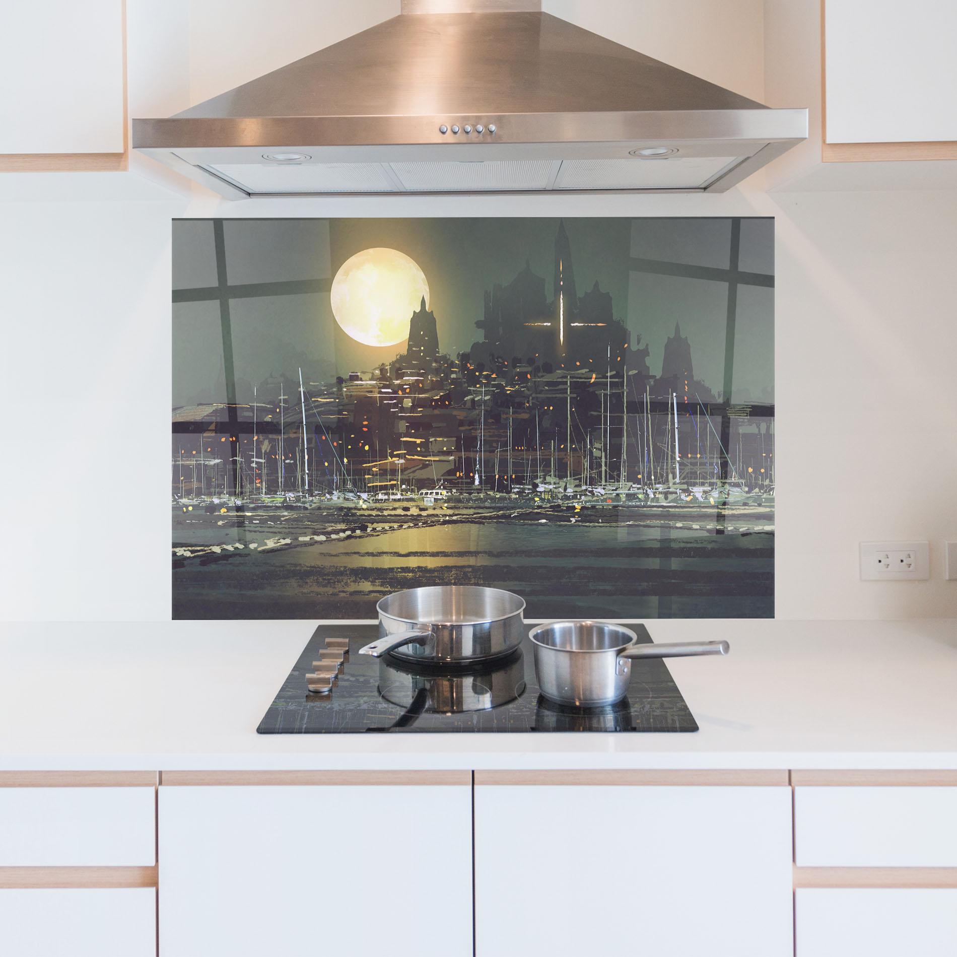 Стъклен панел за кухня City Port mockup 5