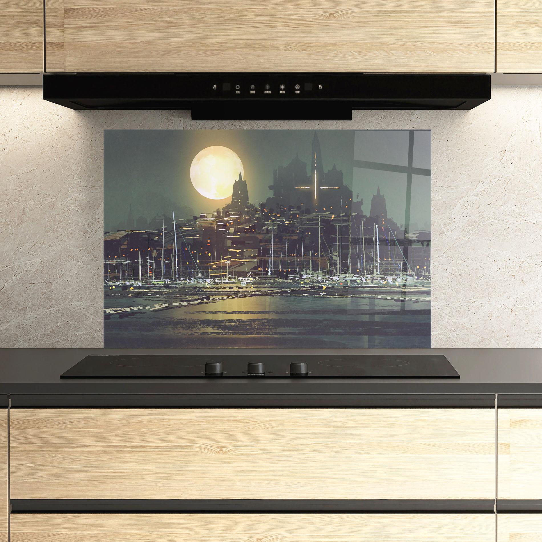 Стъклен панел за кухня City Port mockup 3