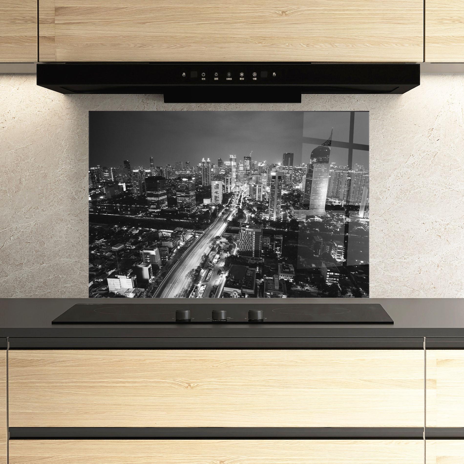 Стъклен панел за кухня Grey Lights City mockup 3