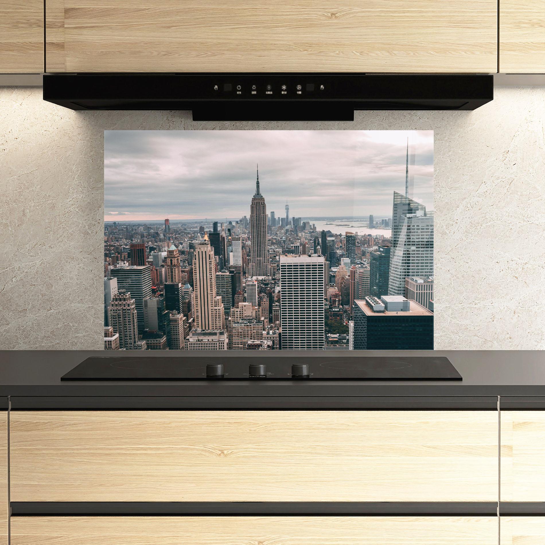 Стъклен панел за кухня High View Building mockup 3