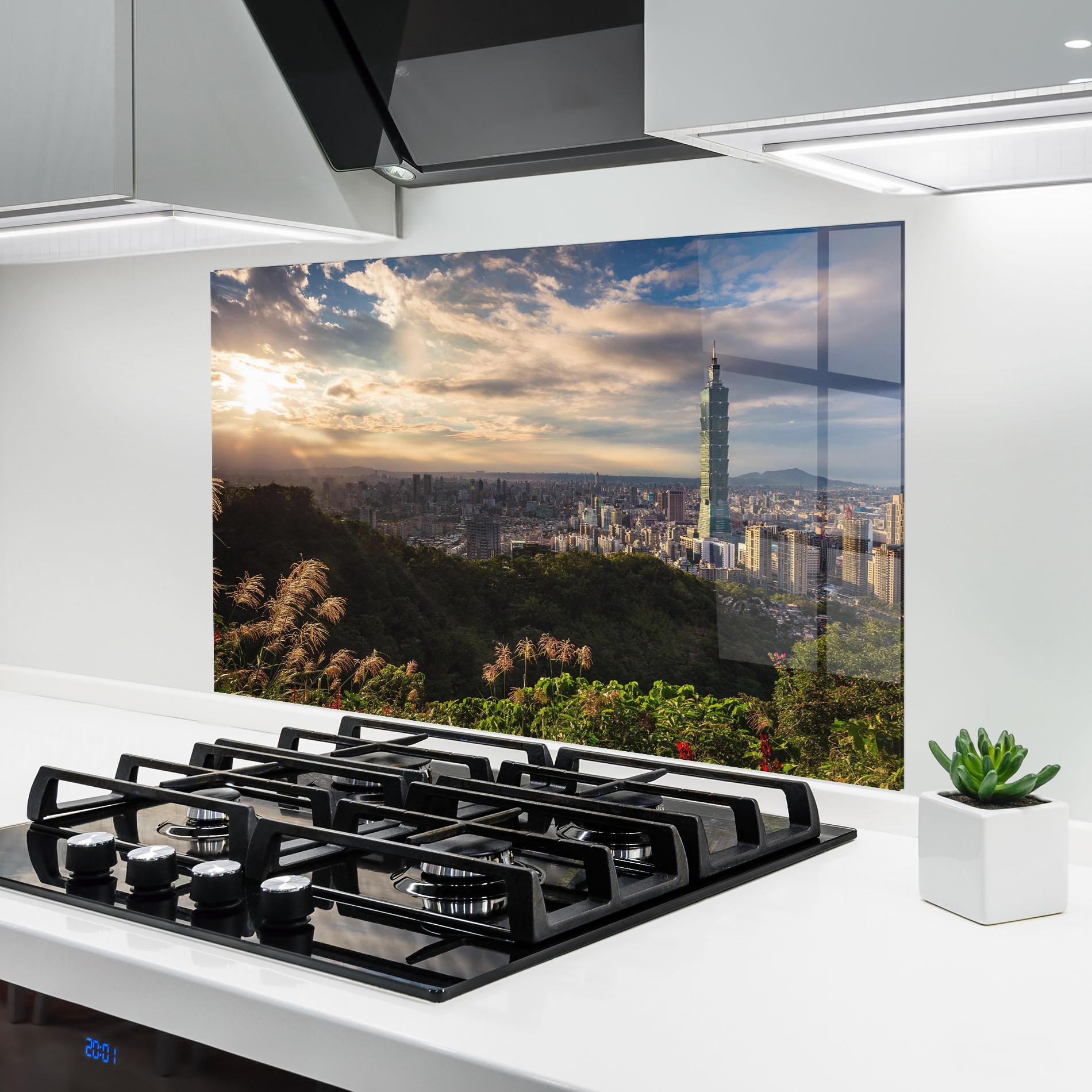 Стъклен панел за кухня Big Building Daylight mockup 6