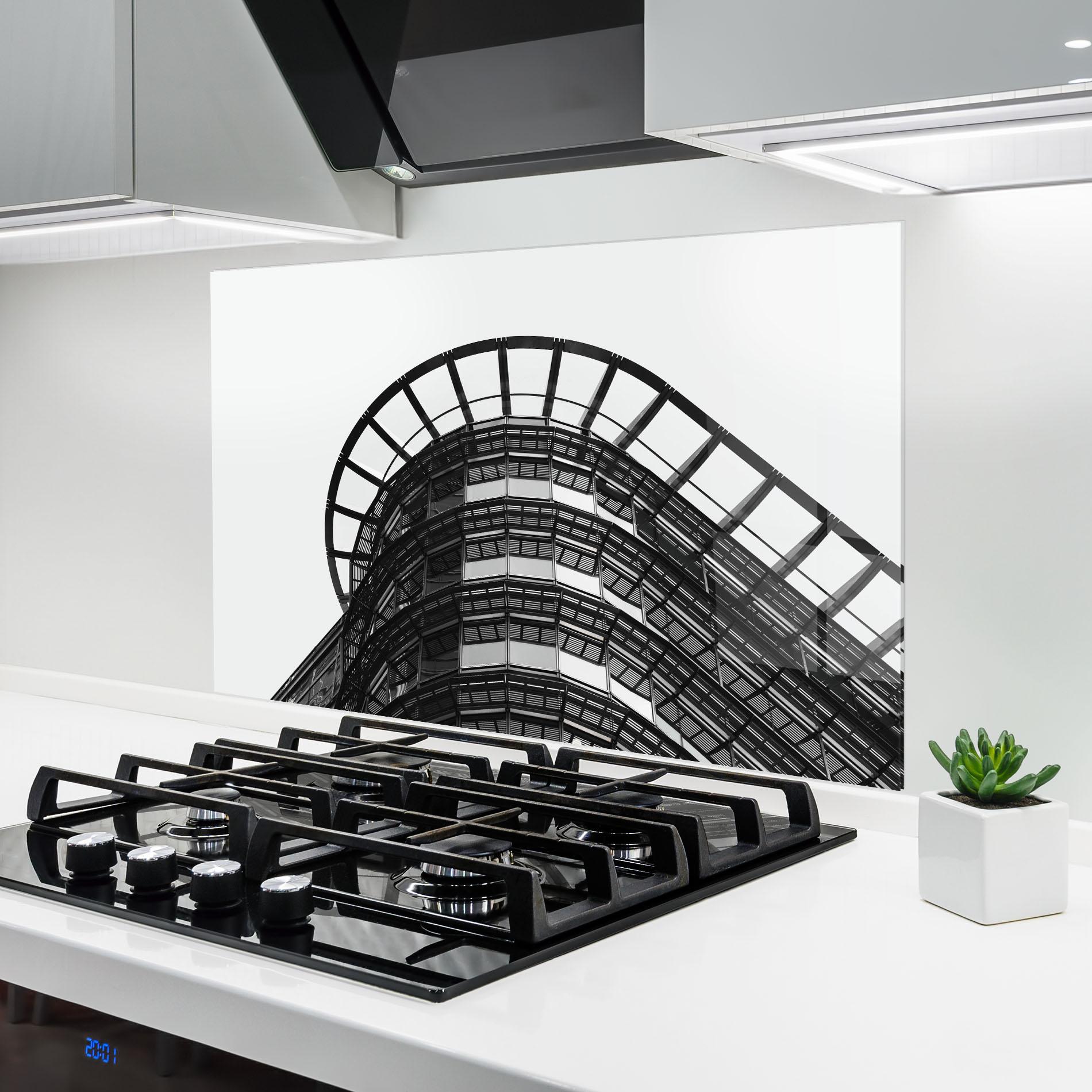 Стъклен панел за кухня Circle Grey Tower mockup 6