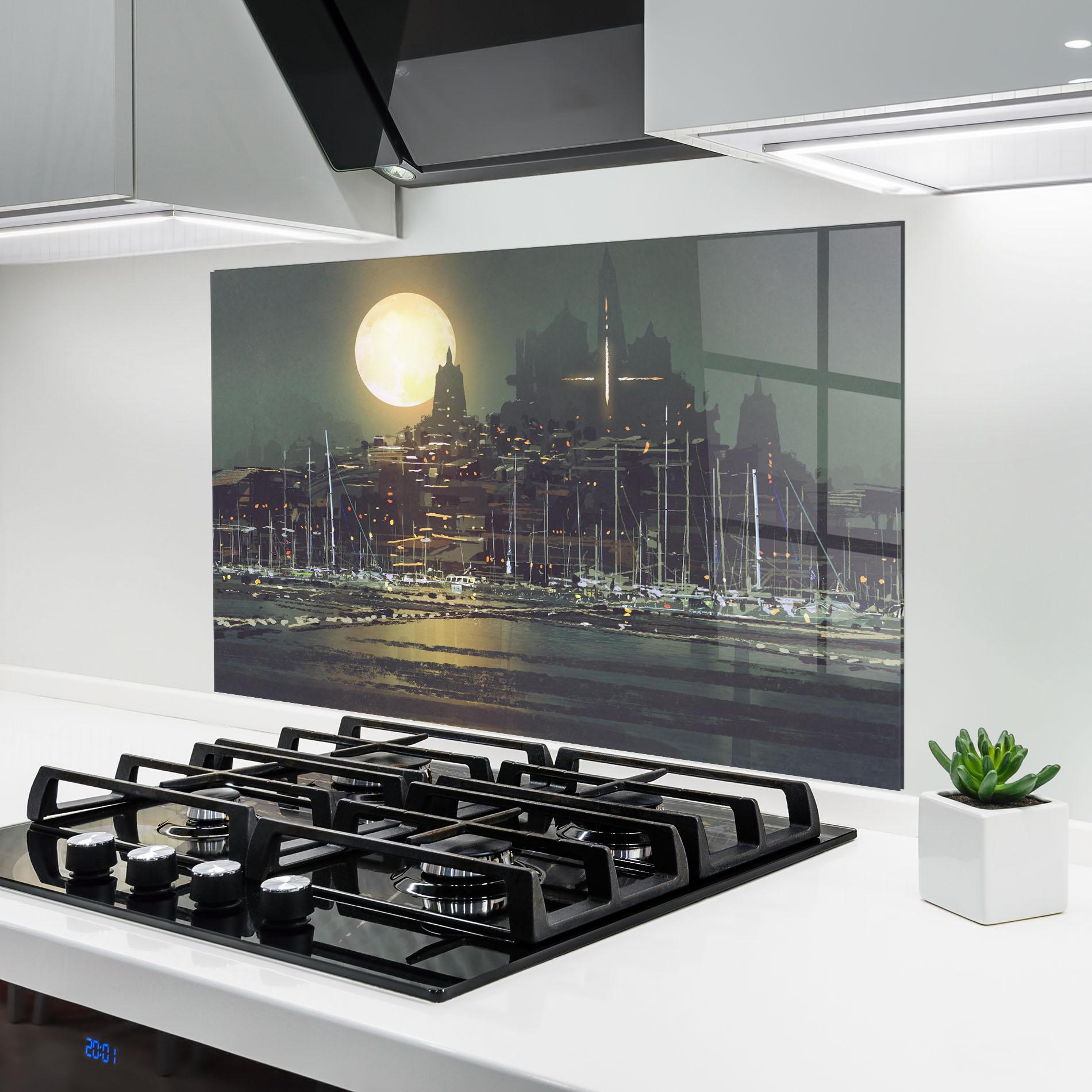 Стъклен панел за кухня City Port mockup 6