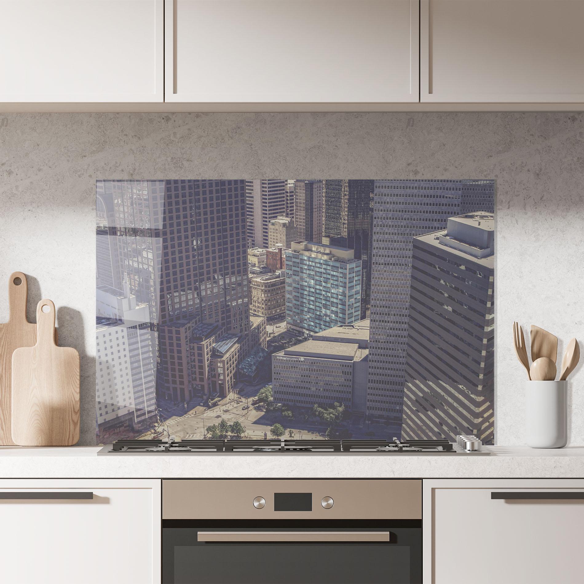 Стъклен панел за кухня Cream Light Building mockup 7