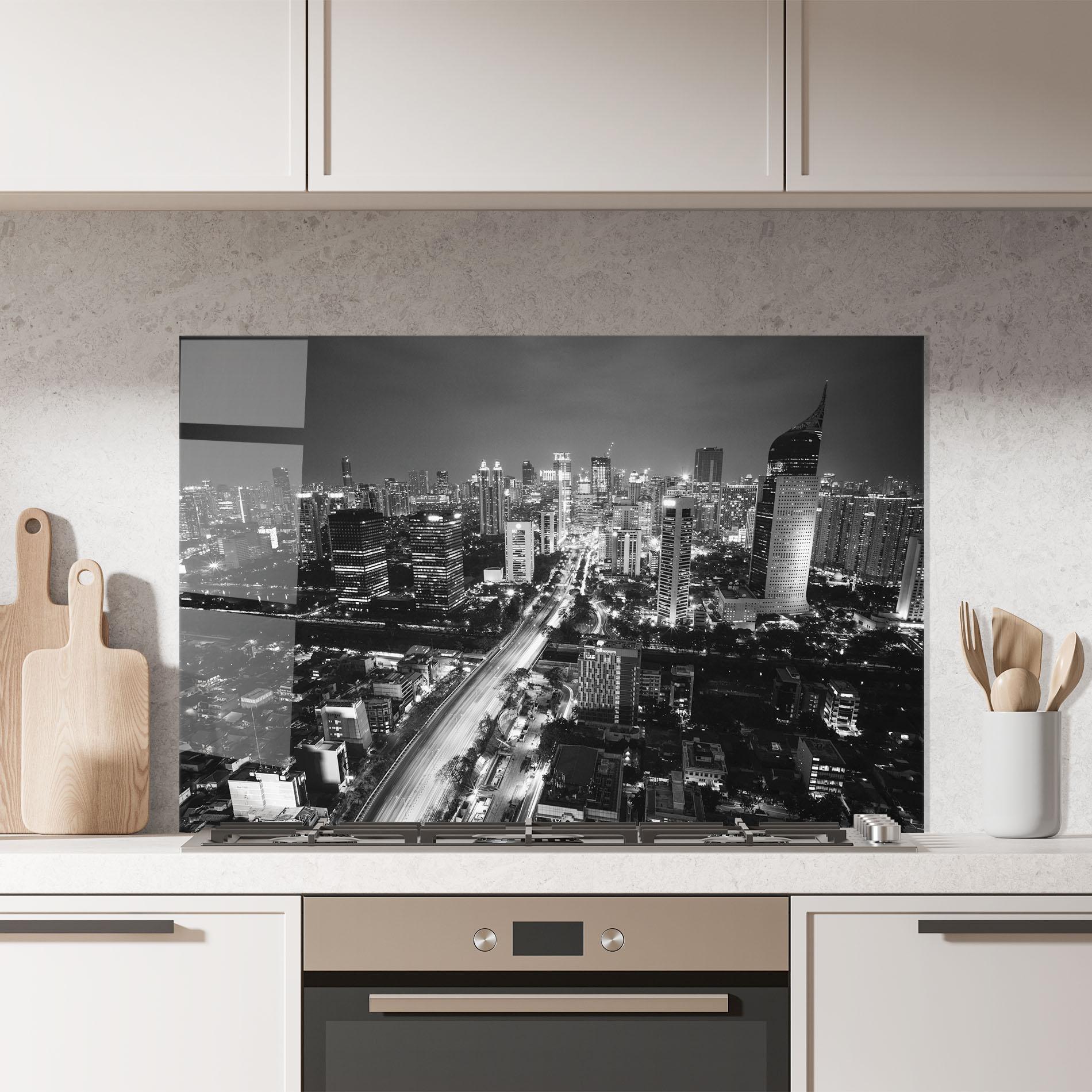 Стъклен панел за кухня Grey Lights City mockup 7
