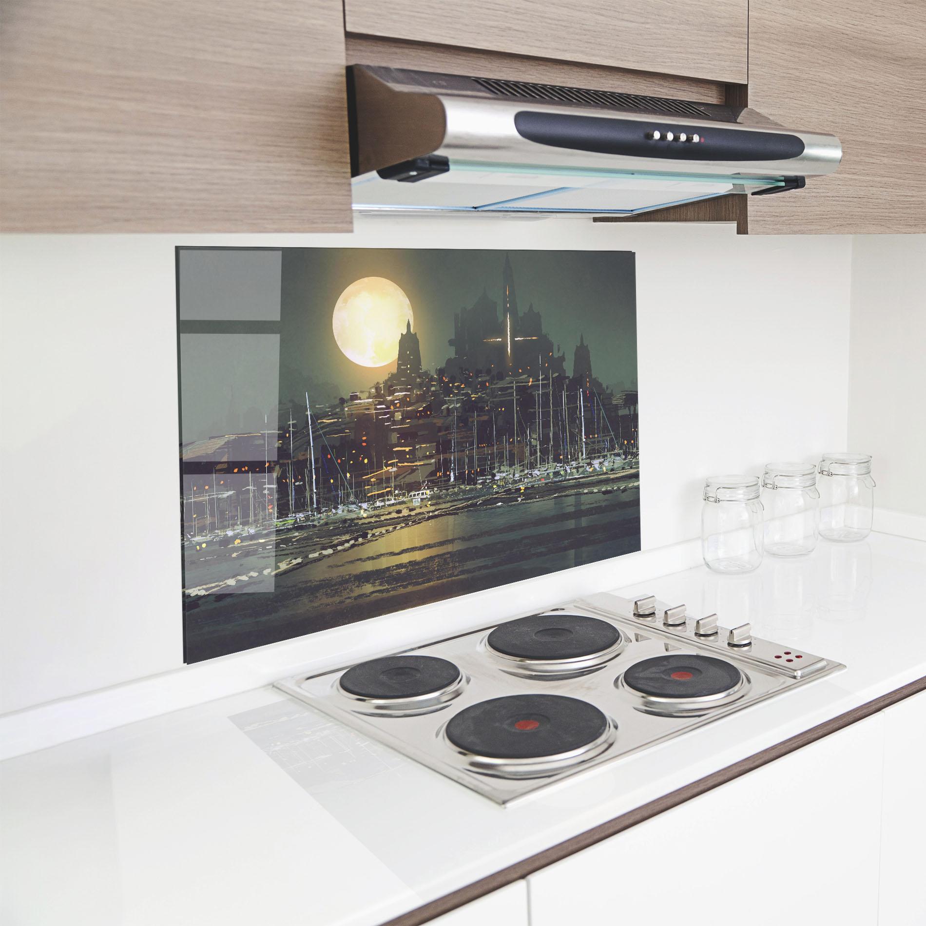 Стъклен панел за кухня City Port mockup 8